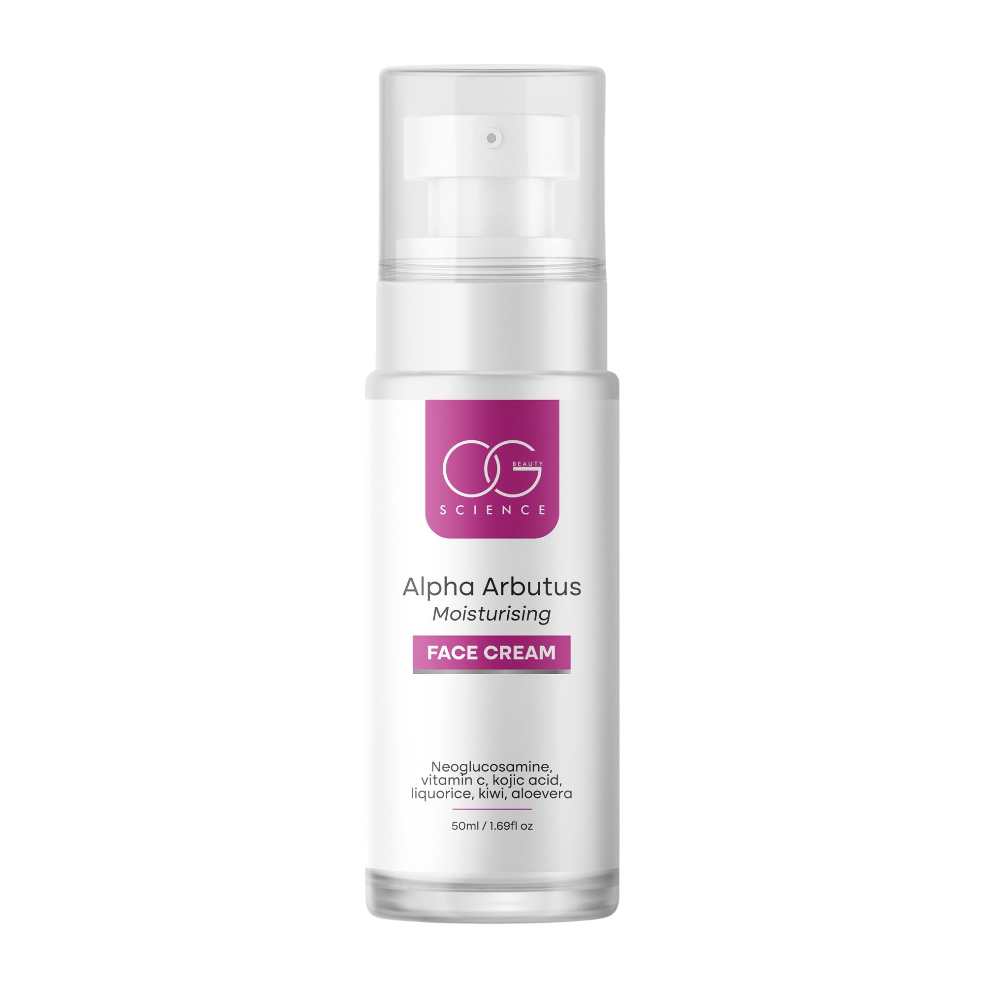 OG BEAUTY Science Alpha Arbutin Moisturizing Face Cream with Vitamin C & Kojic Acid - Brightens Skin, Reduces Pigmentation & Deeply Hydrates for Glowing Complexion - Unisex Anti-Aging Facial Cream 50ml - Perfect for Daily Skincare Routine & Nighttime Use
