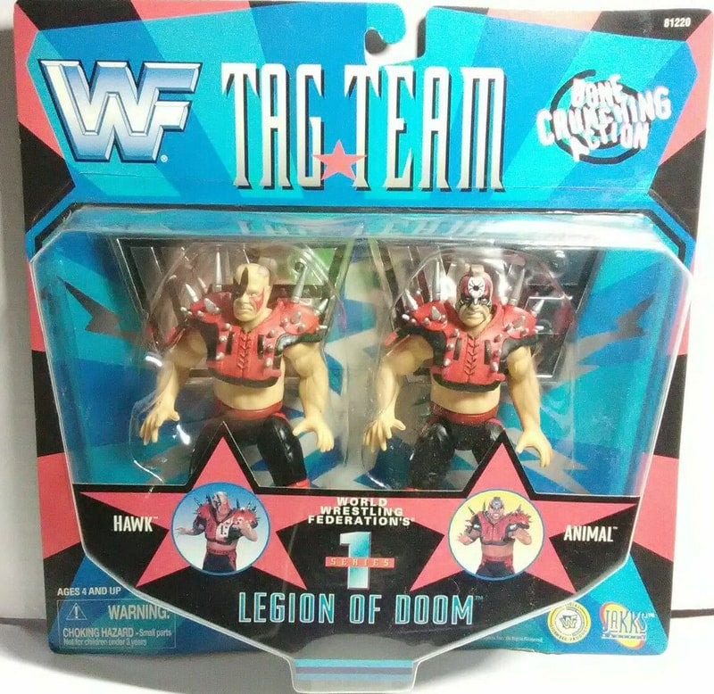Vintage 1997 WWF Jakks Pacific Tag Team Series 1 Legion of Doom Hawk & Animal Wrestling Action Figures - Collectible Wrestling Toys for WWF Fans & Nostalgic Gift for Wrestling Enthusiasts
