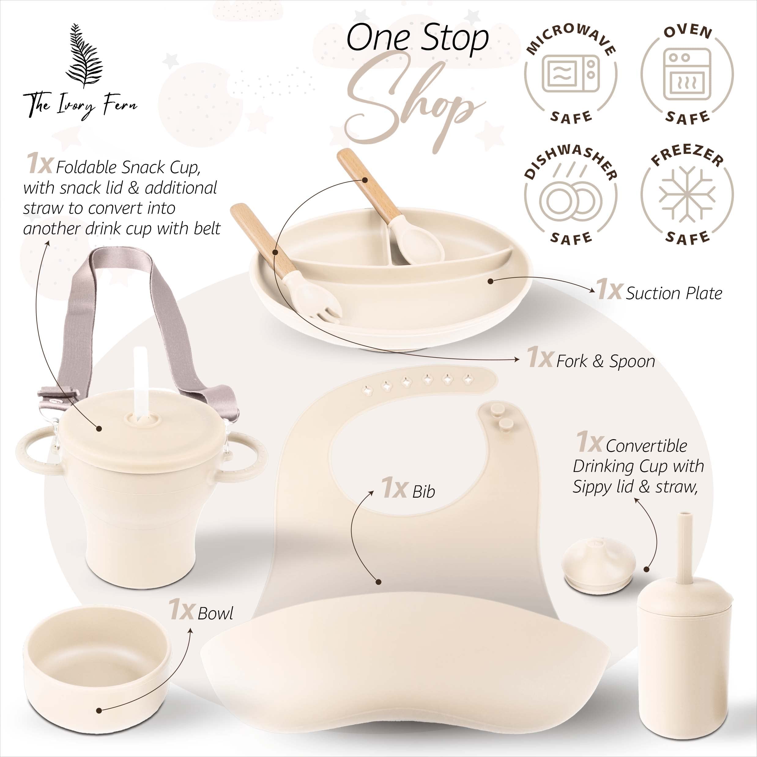 Best Silicone Baby Feeding Set - BPA-Free Plates, Bowls, Bib & Convertible Snack Cups for Toddlers | Perfect for Home, Travel & Daycare Use