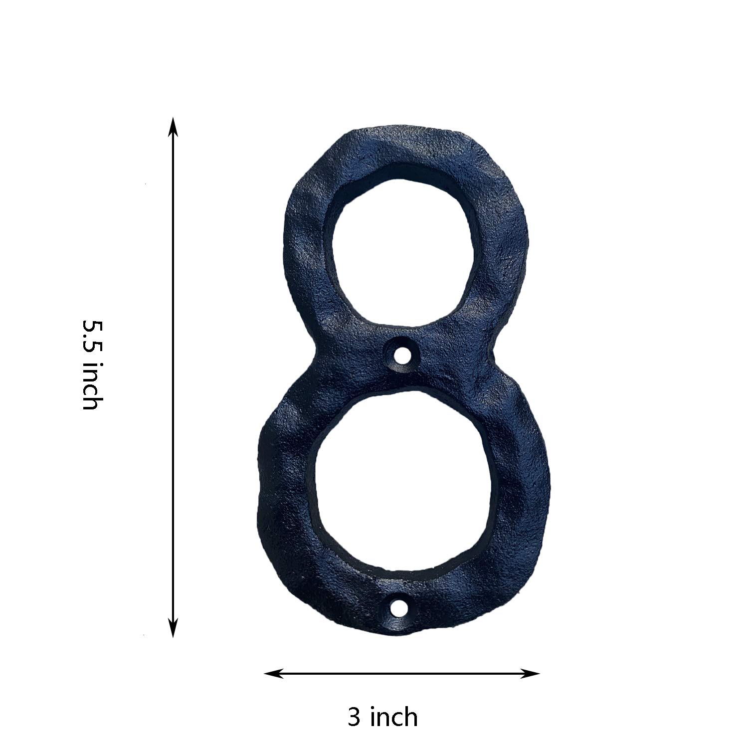 5.5 Inch Black Cast Iron House Numbers - Rustic Address Plaque for Home, Mailbox & Garden (Set of 8) | Durable Outdoor House Number Sign for Front Door, Porch & Yard Decor