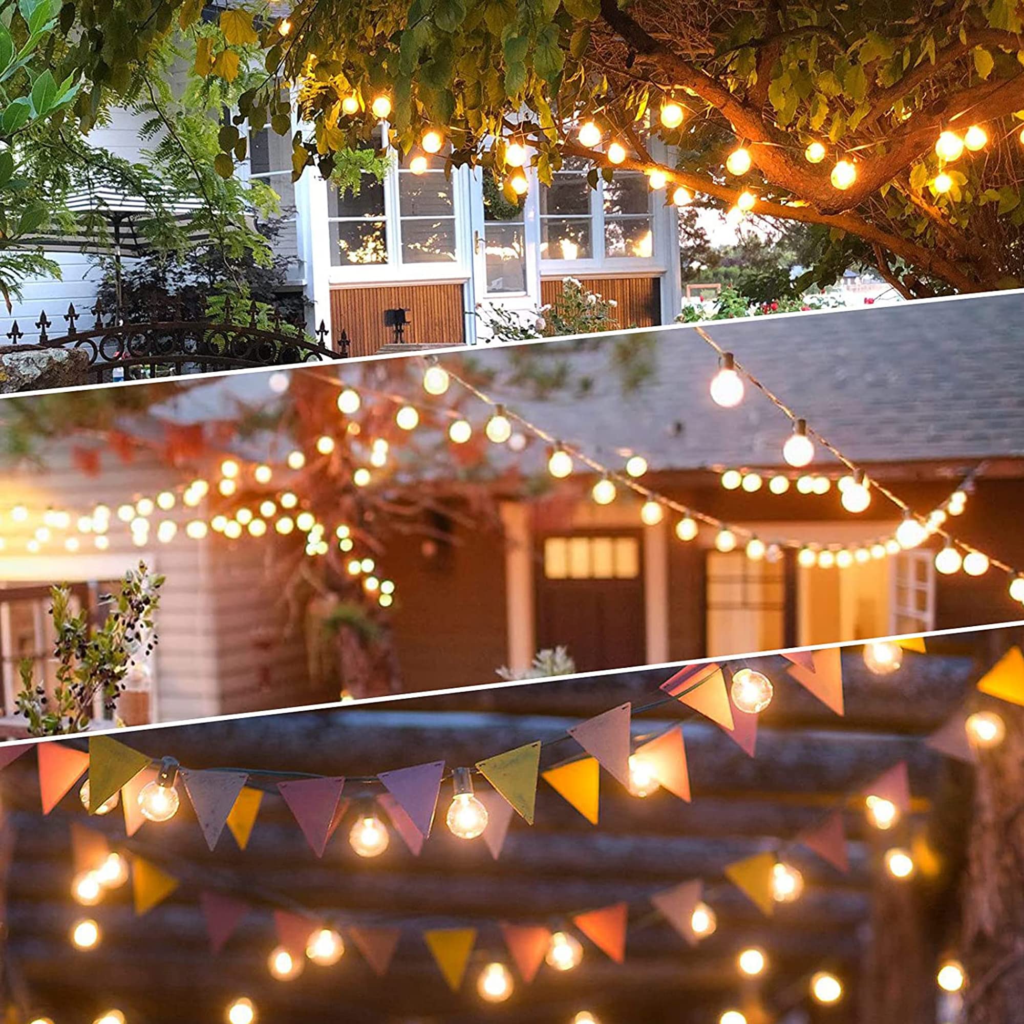 DAMAING 300FT Outdoor String Lights - 150+4 Shatterproof G40 LED Bulbs, Waterproof & Dimmable Connectable Patio Lights for Backyard, Gazebo, Bistro, Wedding & Party Decor (2-Pack x 150FT) - Perfect for Creating Cozy Ambiance in Gardens, Restaurants and Outdoor Events