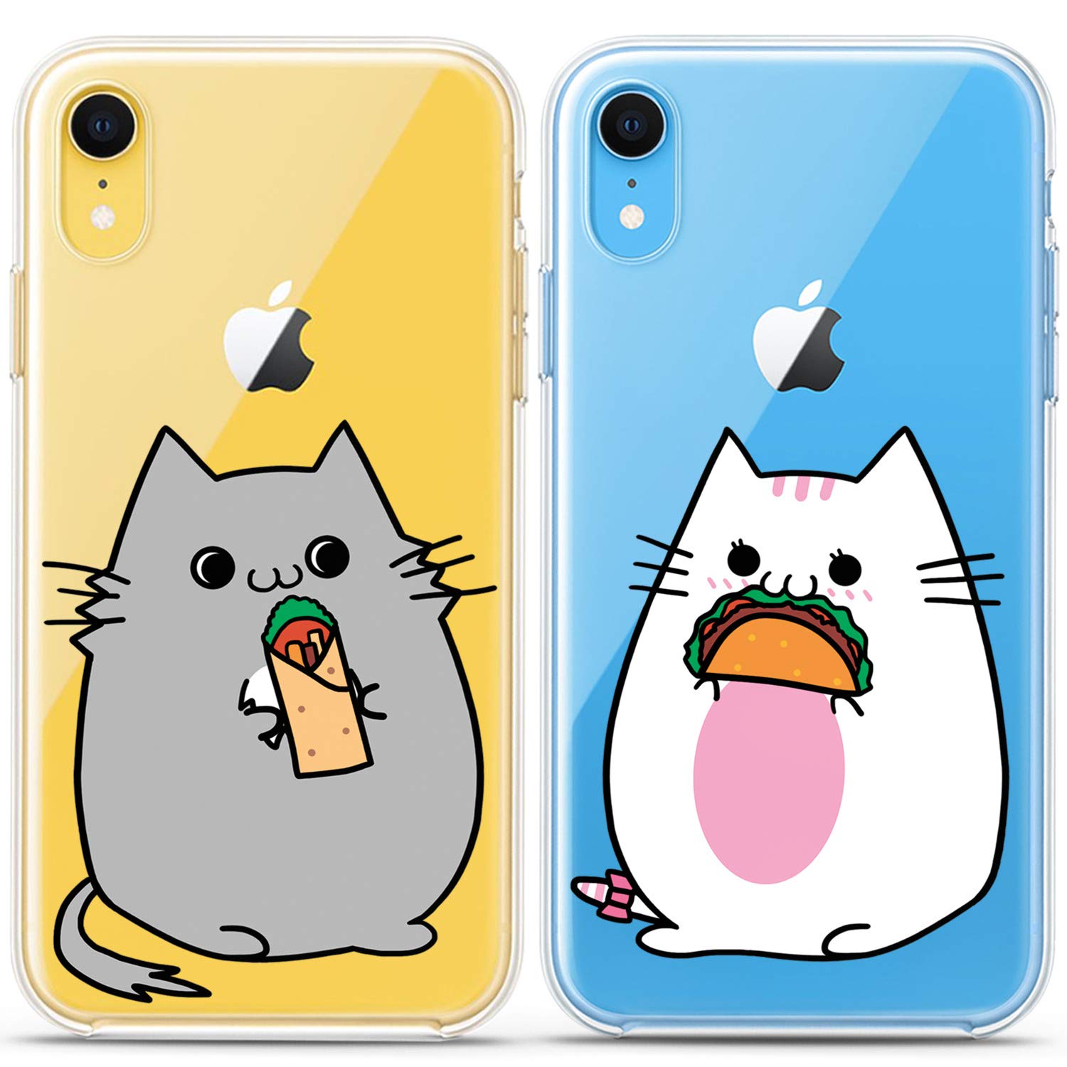 **Matching Couple Phone Cases for iPhone 16/15/14/13/12/11 Pro Max/Mini/XS/X/6s/8 Plus/7+/XR/10/SE/5 - Cute Kawaii Cat & Taco Design - Best Friend Gift Idea - Durable Silicone Cover - Perfect for Couples, BFFs & Anniversaries**    *(Use Case: Ideal for romantic couples, best friends, or as a fun gift for anniversaries, Valentine's Day, or birthdays.)*
