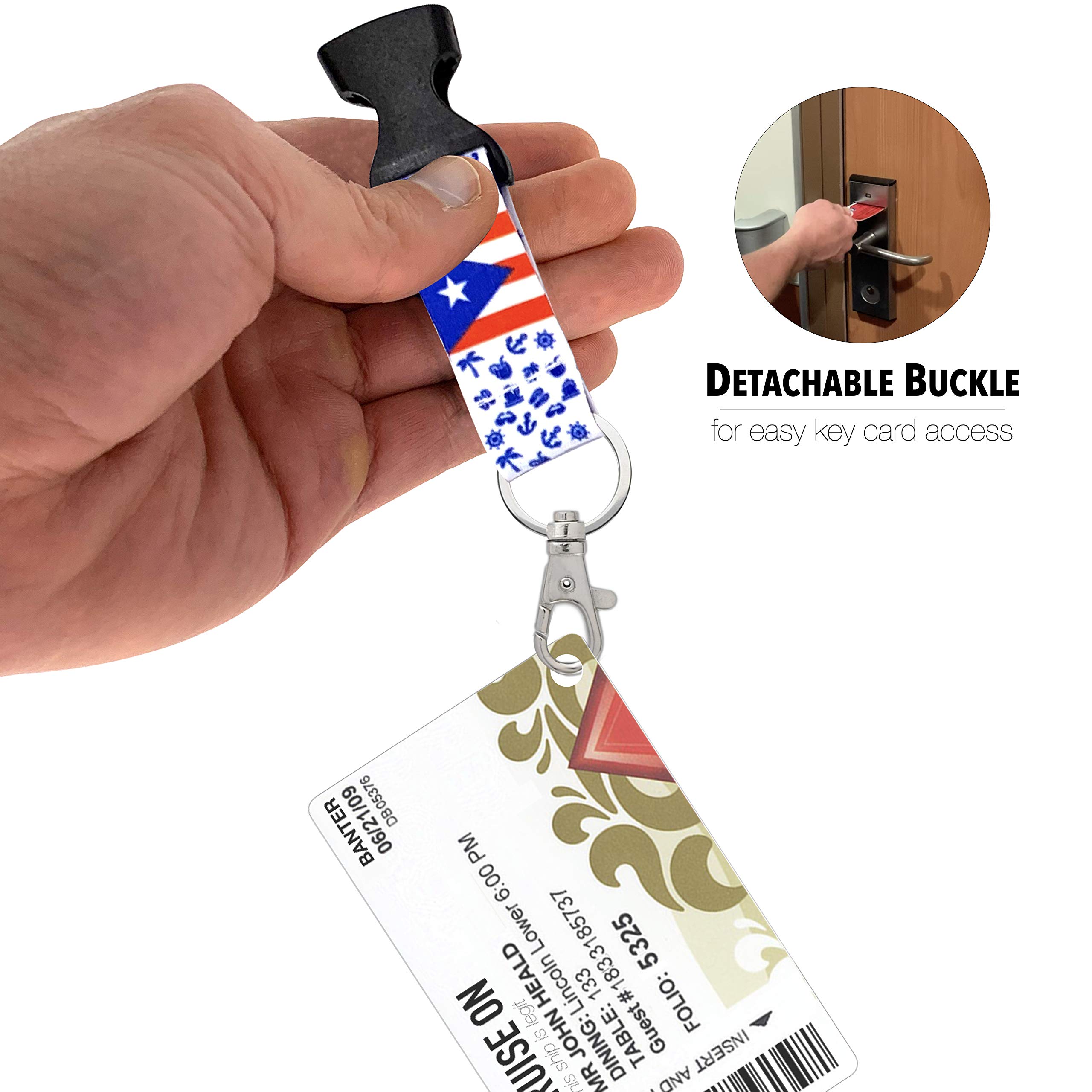 Puerto Rico Flag Lanyard [2-Pack] - ID Badge Holder with Key Ring & Retractable Reel - Durable Nylon Neck Strap for Cruises, Travel, Events & Work (2024-2025) - Perfect for Tourists, Employees & Students