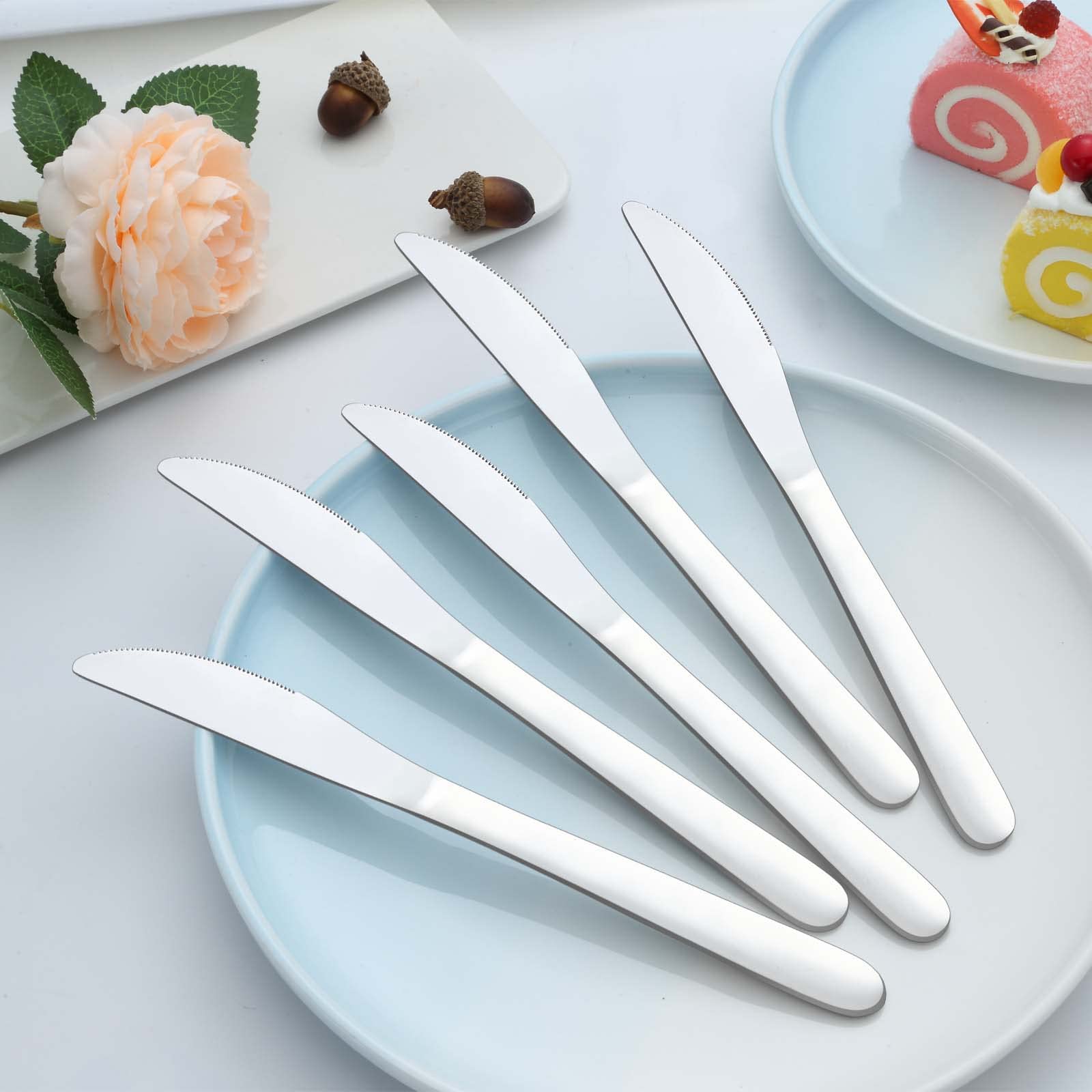 24-Piece Stainless Steel Knife Set - 9-Inch Dinner & Butter Knives, Mirror Polished & Dishwasher Safe - Premium Silverware for Home, Restaurant & Kitchen - Perfect for Everyday Dining, Entertaining & Professional Use
