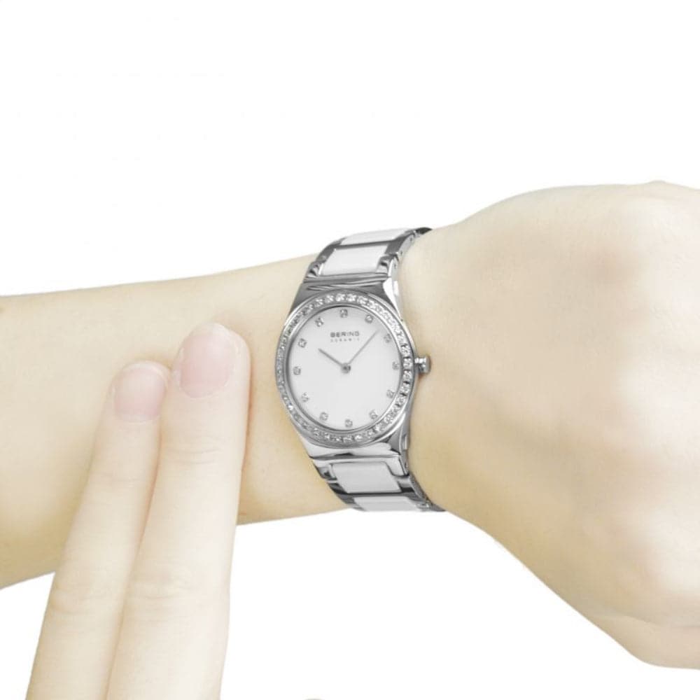 BERING 32430 754 Silver Ceramic Women's Watch - Elegant Timepiece for Business, Party & Everyday Wear