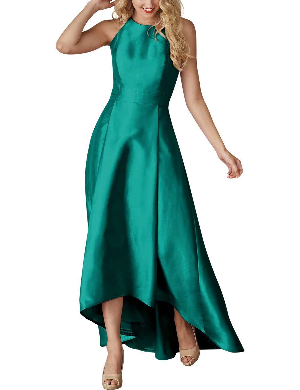 Lilibridal Women's Satin Bridesmaid Dress High Low Hem Black Prom Evening Gown - Perfect for Weddings, Parties & Formal Events