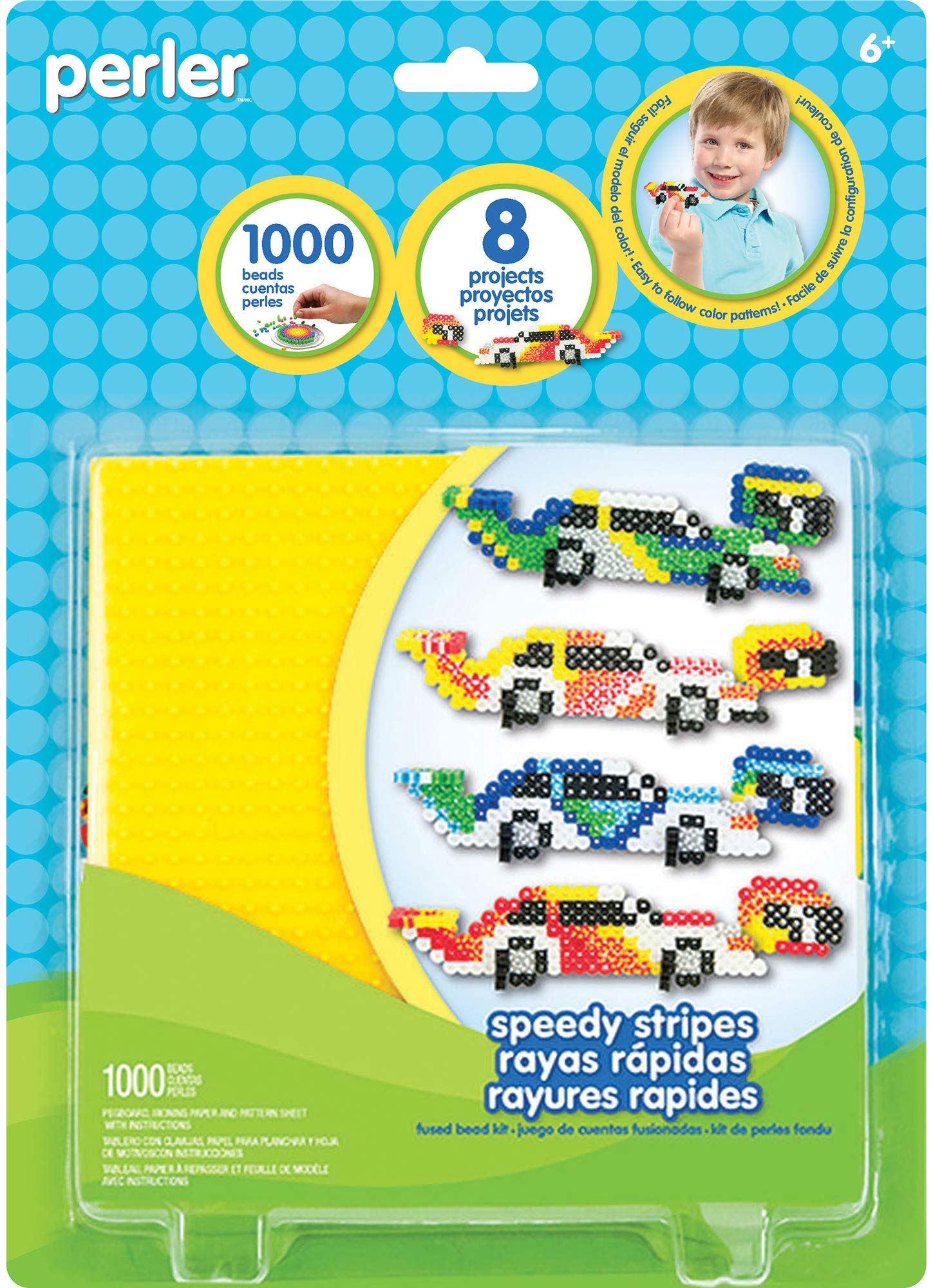Perler Beads Race Car Fuse Beads Activity Kit - 1003pcs DIY Craft Set for Kids, Creative Art Project & STEM Toy for Boys and Girls - Perfect for Birthday Gifts, Party Favors & Classroom Activities