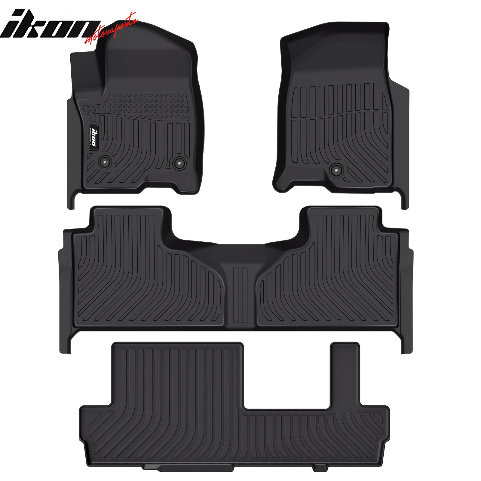 IKON 3D Custom All-Weather Floor Mats for 2021-2025 Chevy Suburban & GMC Yukon XL (8-Seat) - 4-Piece Set - Heavy Duty Carpet Protection Liners - Perfect for Road Trips, Family Travel, and Off-Road Adventures