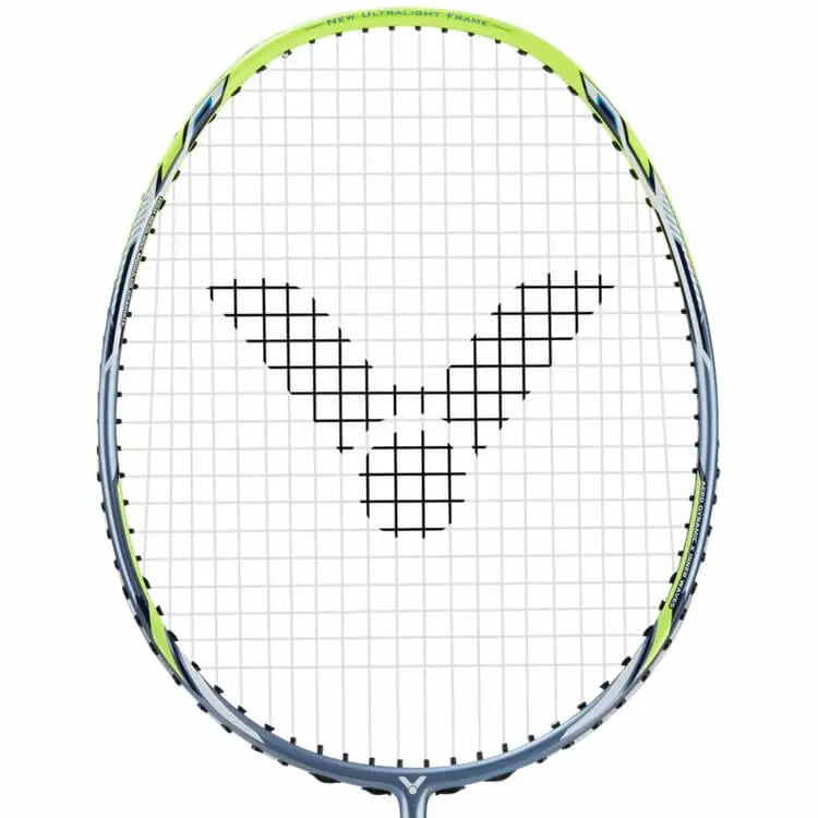 Victor DriveX Light Fighter 60 Pre-Strung Badminton Racket (DX LF60) - Gray/Green - Professional Lightweight Racquet for Beginners & Intermediate Players - Perfect for Training, Casual Play & Competitive Matches