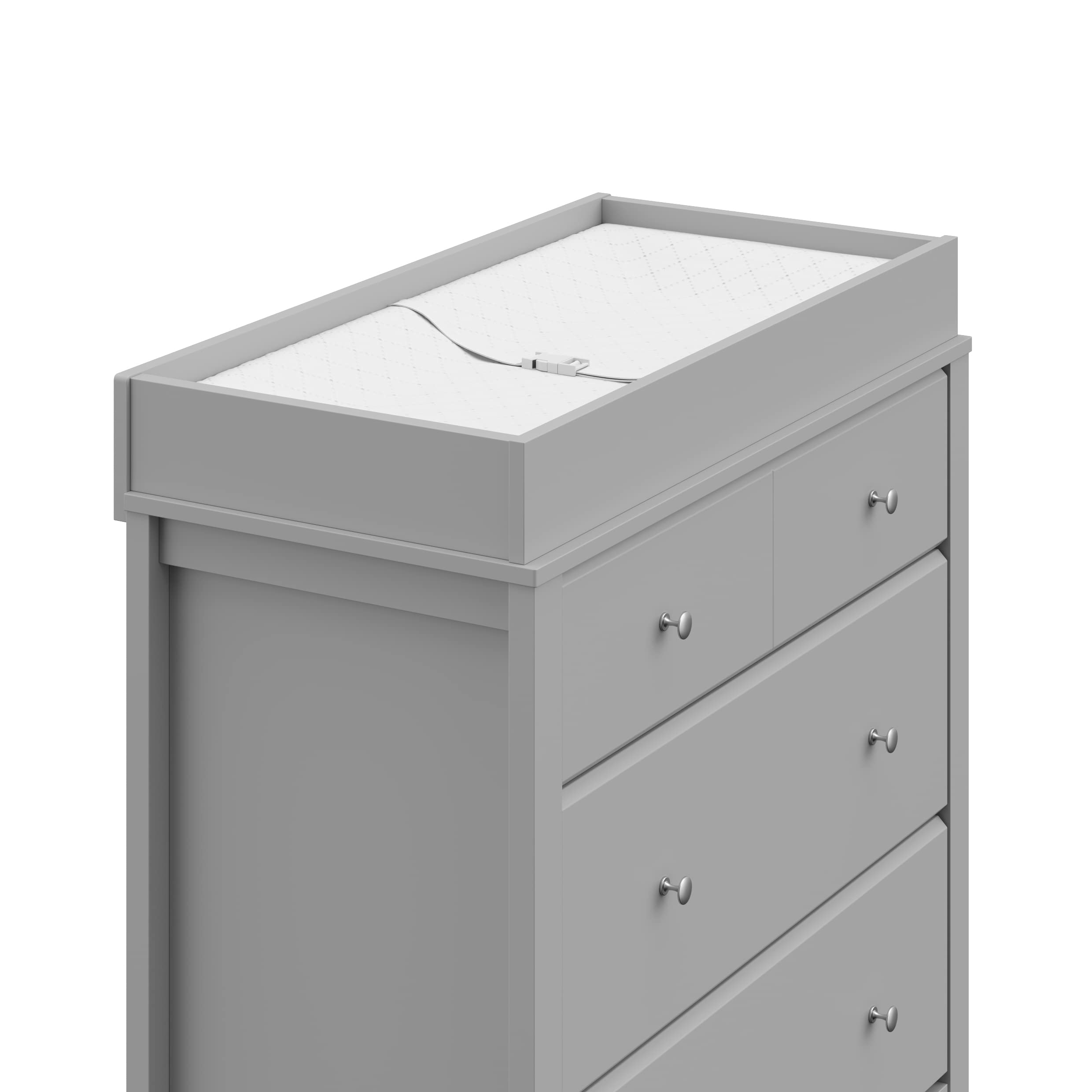 Storkcraft Horizon 3-Drawer Nursery Dresser with Changing Table Topper - Pebble Gray | GREENGUARD Gold Certified Baby Furniture | Removable Changing Pad for Nursery & Kids Bedroom | Perfect for Diaper Changes & Baby Clothes Storage