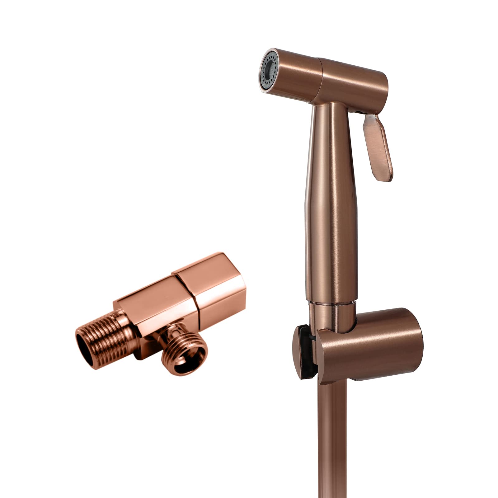 Stainless Steel Handheld Shower Sprayer with PVC Hose & Bracket - Cold Water Toilet Bidet Sprayer for Personal Hygiene, Pet Bathing & Kitchen Use (Rose Gold)