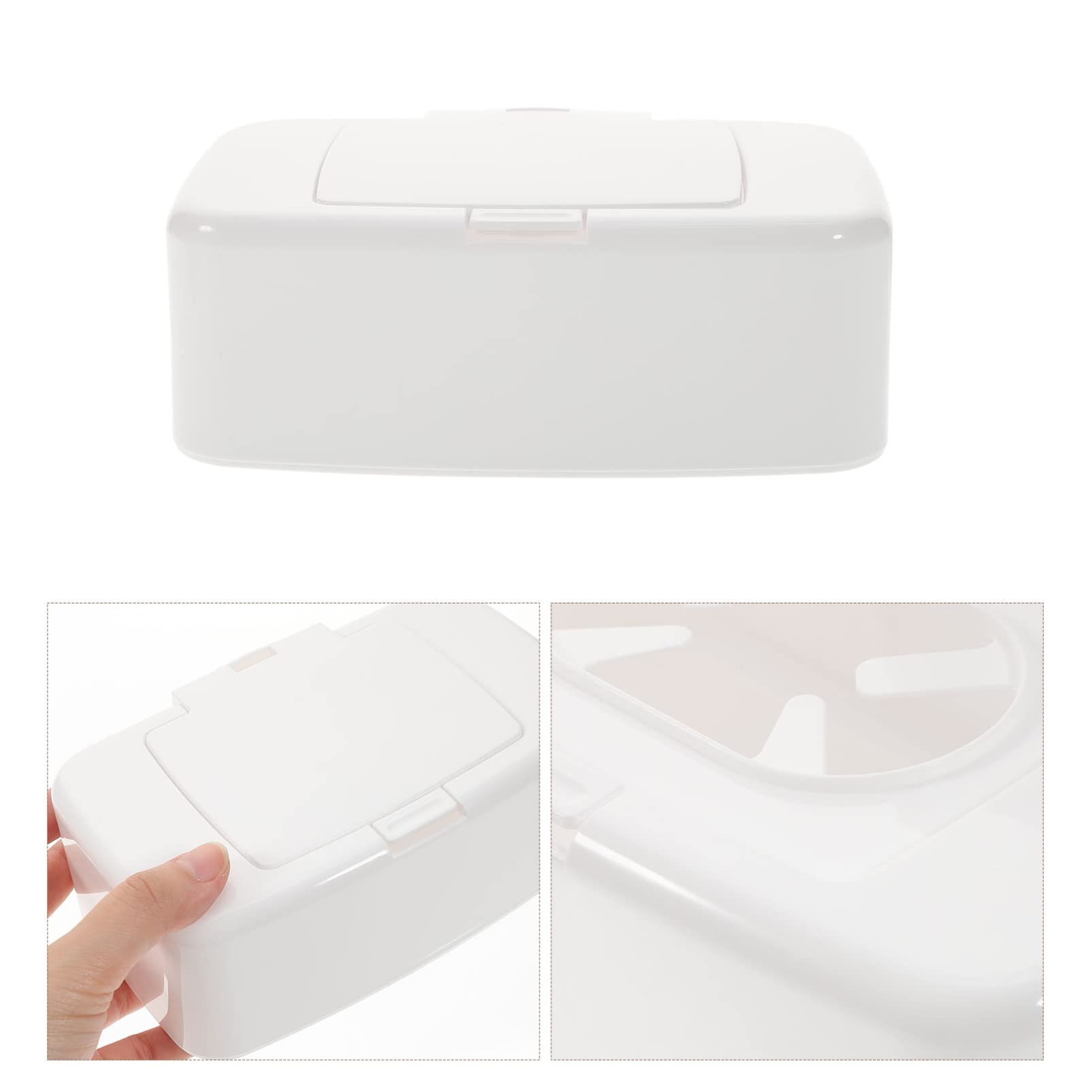 Refillable Travel Baby Wipes Case with Lid - Portable Wipes Dispenser & Tissue Storage Box for Home, Office, and On-the-Go Use - White Baby Wipes Container for Diaper Bags, Strollers, and Travel Essentials