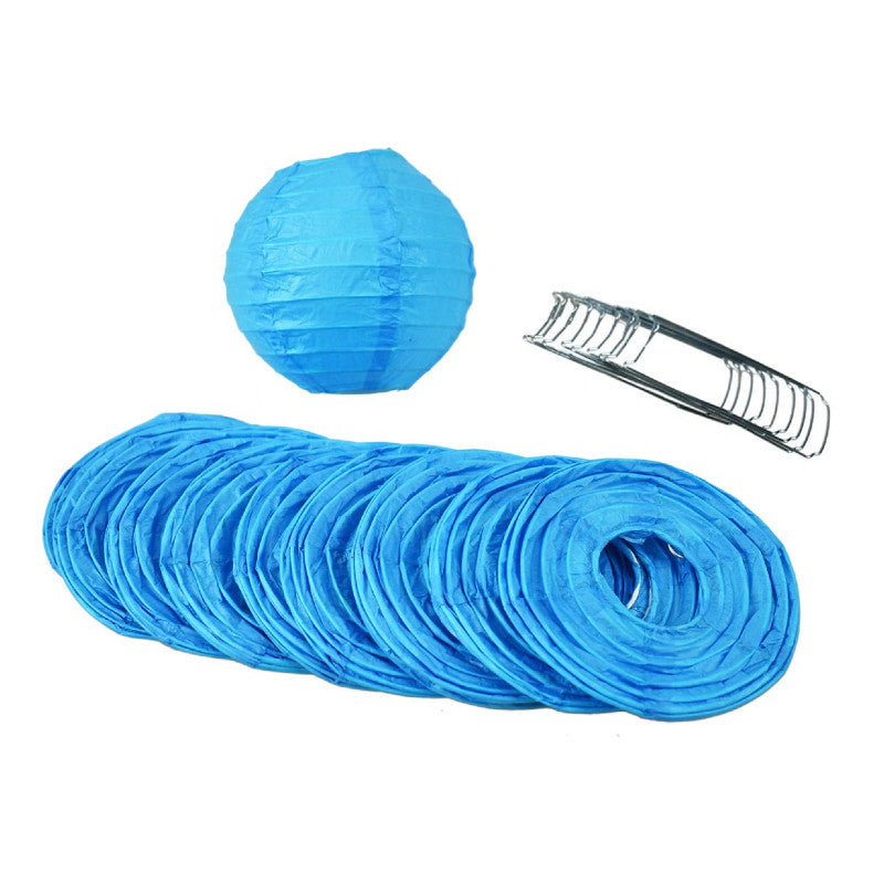 4 Pack Turquoise Round Paper Lanterns with Even Ribbing - Hanging Party Decorations for Weddings, Baby Showers & Indoor/Outdoor Events (String Lights Sold Separately)