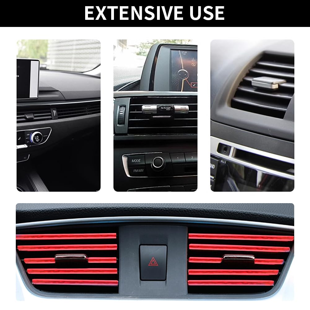 20 PCS Universal Car Vent Trim Strips - Waterproof Bendable Air Vent Outlet Decorations for Car Interior Accessories (Red) | Perfect for Customizing & Protecting Your Car AC Vents
