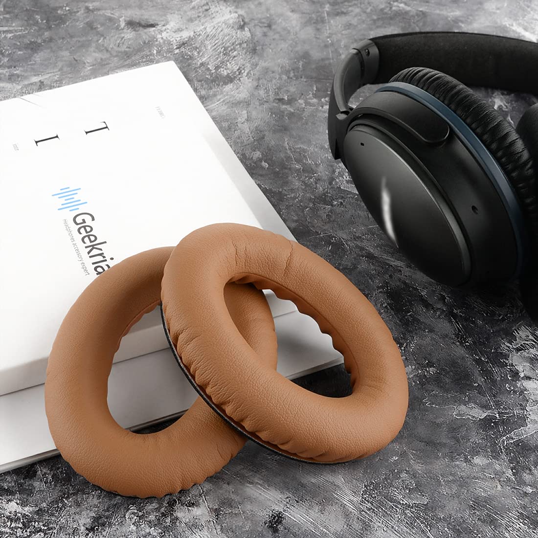 Geekria QuickFit Replacement Ear Pads for Bose QuietComfort 25 & QC25 Headphones - Premium SoundLink Around-Ear Cushions, Comfortable Earpads & Ear Cups Cover Repair Parts (Khaki) - Perfect for Travel, Office & Noise Cancellation