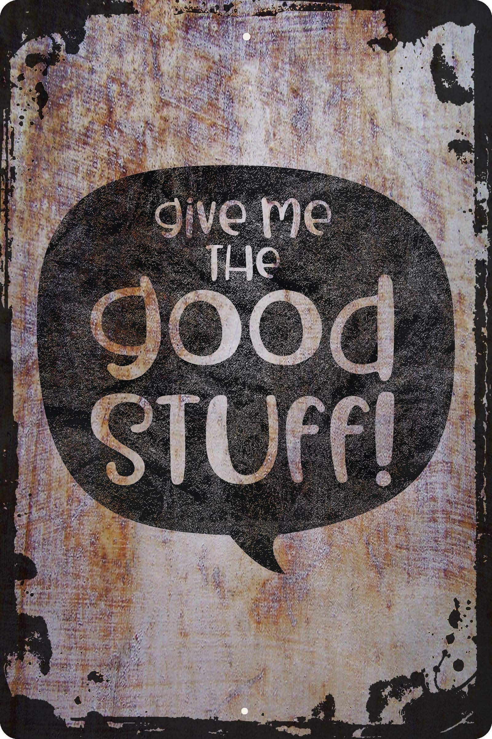 Funny Kitchen Wall Sign - 'Give Me The Good Stuff!' Food & Chef Themed Decorative Art for Home, Restaurant & Office - Perfect Gift for Hungry Food Lovers & Cooking Enthusiasts