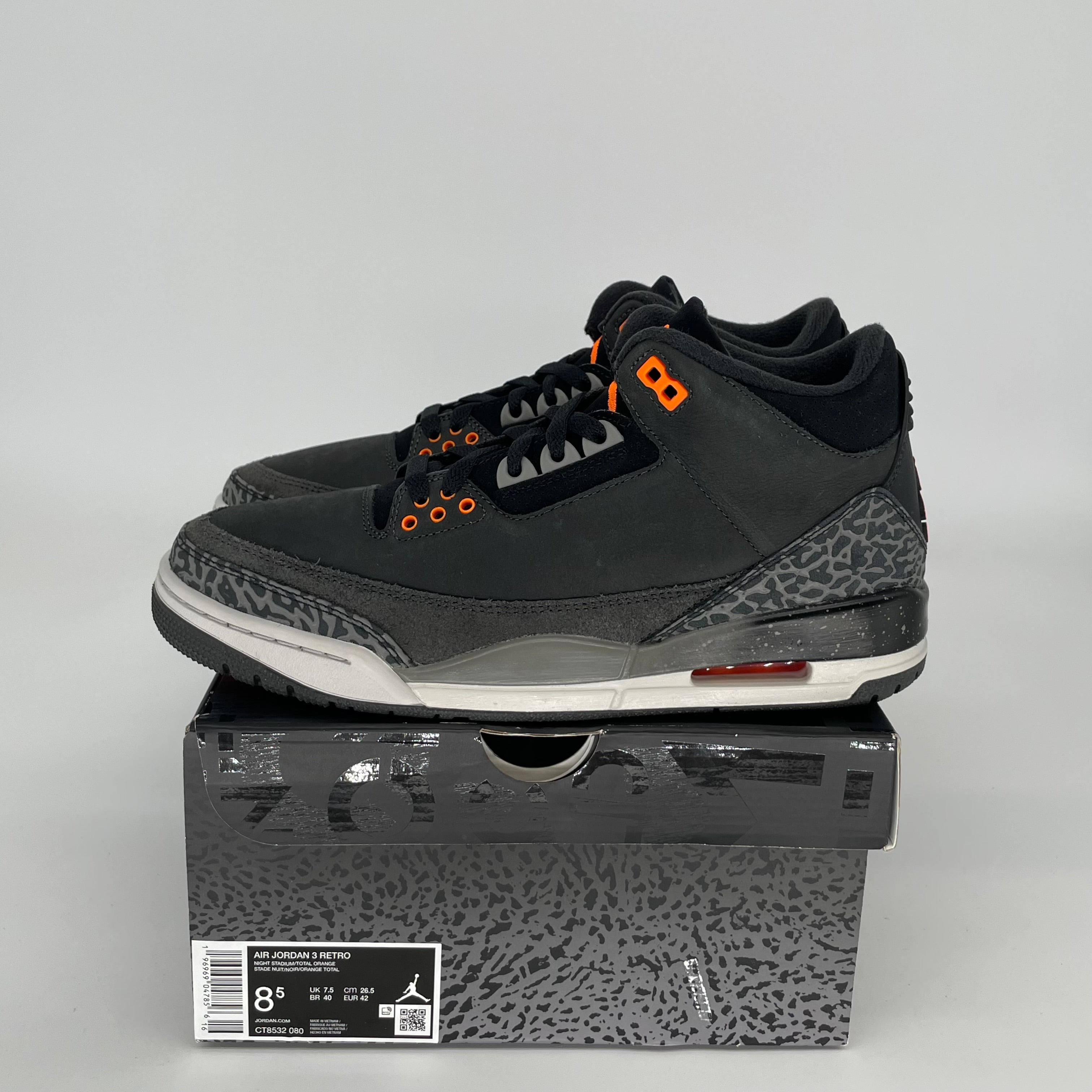 AIR JORDAN 3 FEAR PACK Sneakers - Men's Size 8.5 (CT8532-080) - Retro Basketball Shoes for Streetwear & Casual Style