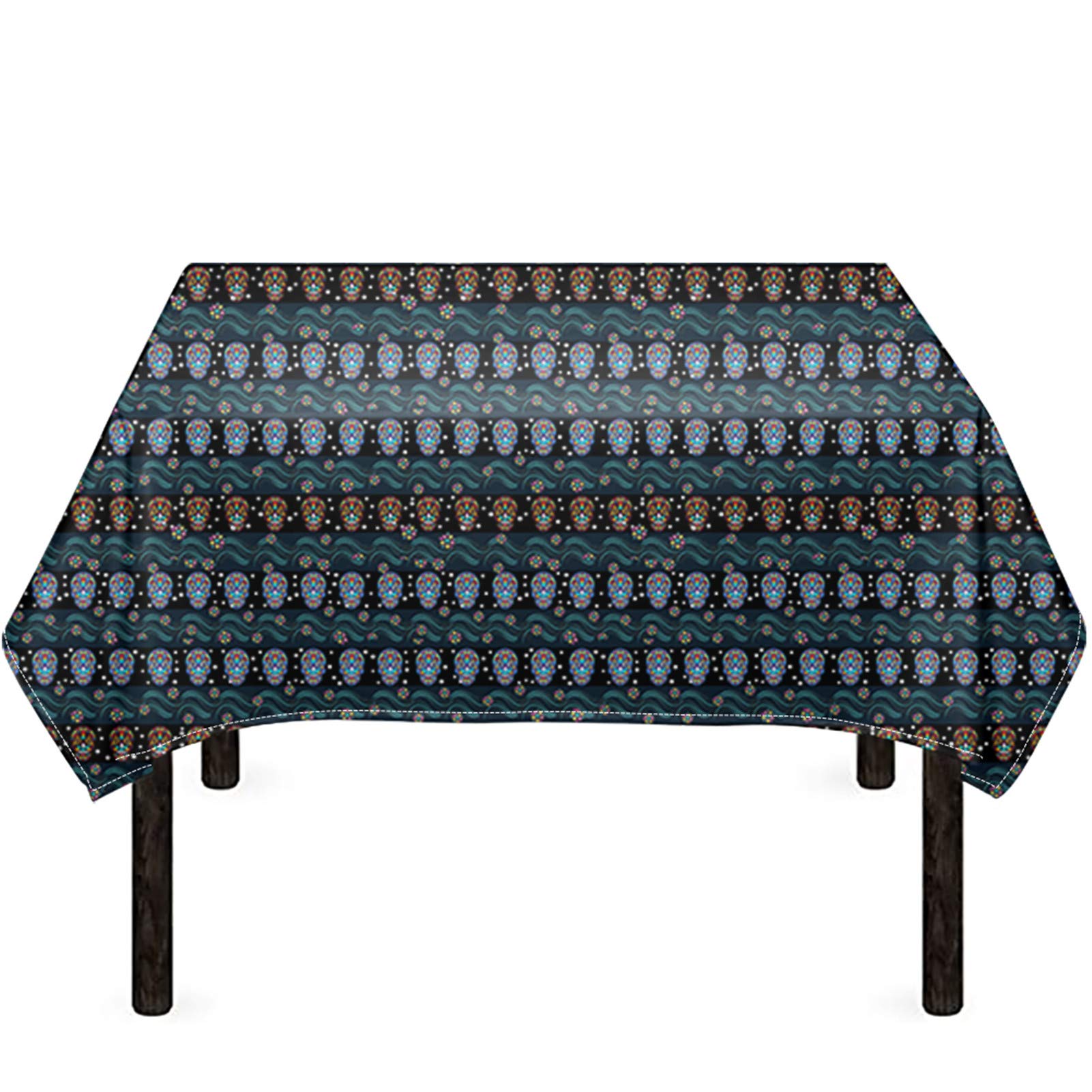 FUSURIRE Soft Tribal Pattern Table Cover Protector - Washable Polyester Desk Pad Mat for Coffee Table, Writing Desk, Dining Table (X-Small 132cm x 132cm) - Perfect for Home Office, Living Room & Kitchen Decor