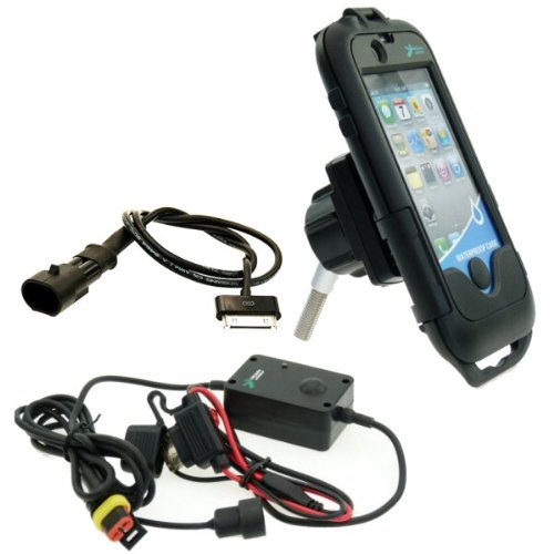 Waterproof Motorcycle Phone Mount with Direct-to-Battery Charger - Heavy Duty iPhone 4 Case for Adventure Riding & Off-Road Biking - Perfect for Harley, Ducati, and BMW Motorcycles