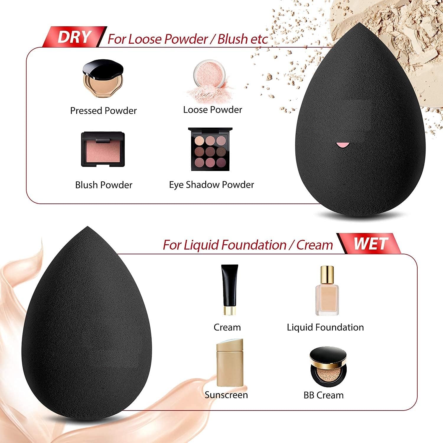 ZAUKY Professional Black Makeup Sponge - Beauty Blender for Flawless Foundation & Concealer Application, Lightweight Face Sponge Puff for Seamless Blending (Pack of 1) - Perfect for Daily Makeup, Contouring & Professional Makeup Artists