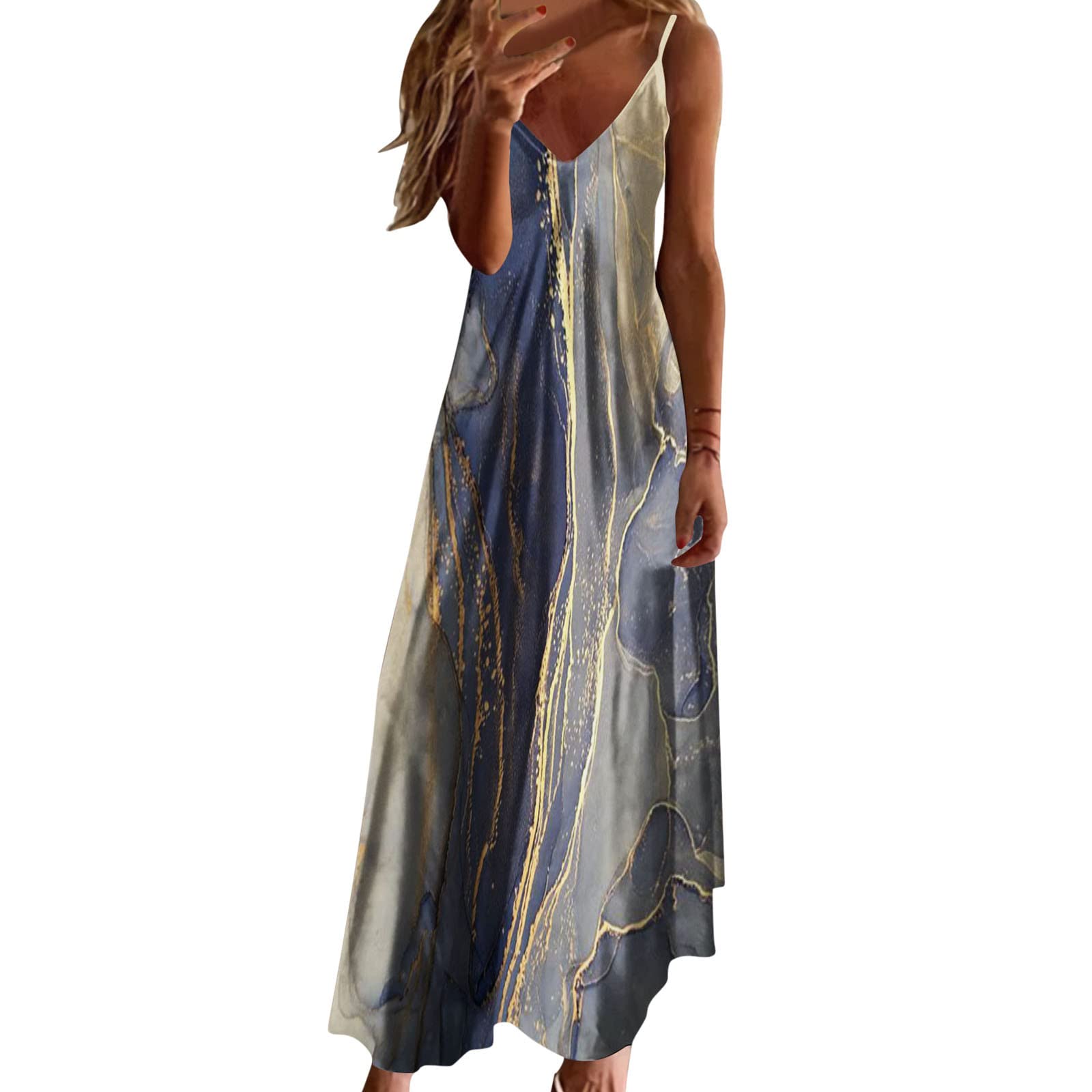 Women's Summer Beach Dress - Boho Floral Printed Sleeveless Maxi Slip Dress | Perfect for Vacations, Pool Parties & Casual Outings