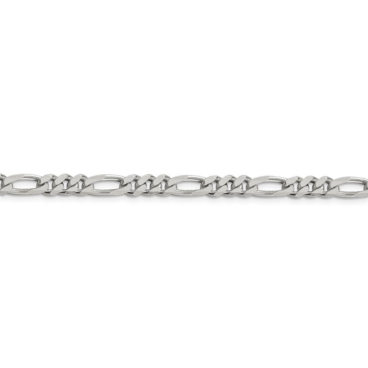925 Sterling Silver Lobster Claw Clasp Rhodium Plated 5.25mm Figaro Chain Necklace for Women & Men - Elegant Unisex Jewelry for Everyday Wear, Gifts & Special Occasions