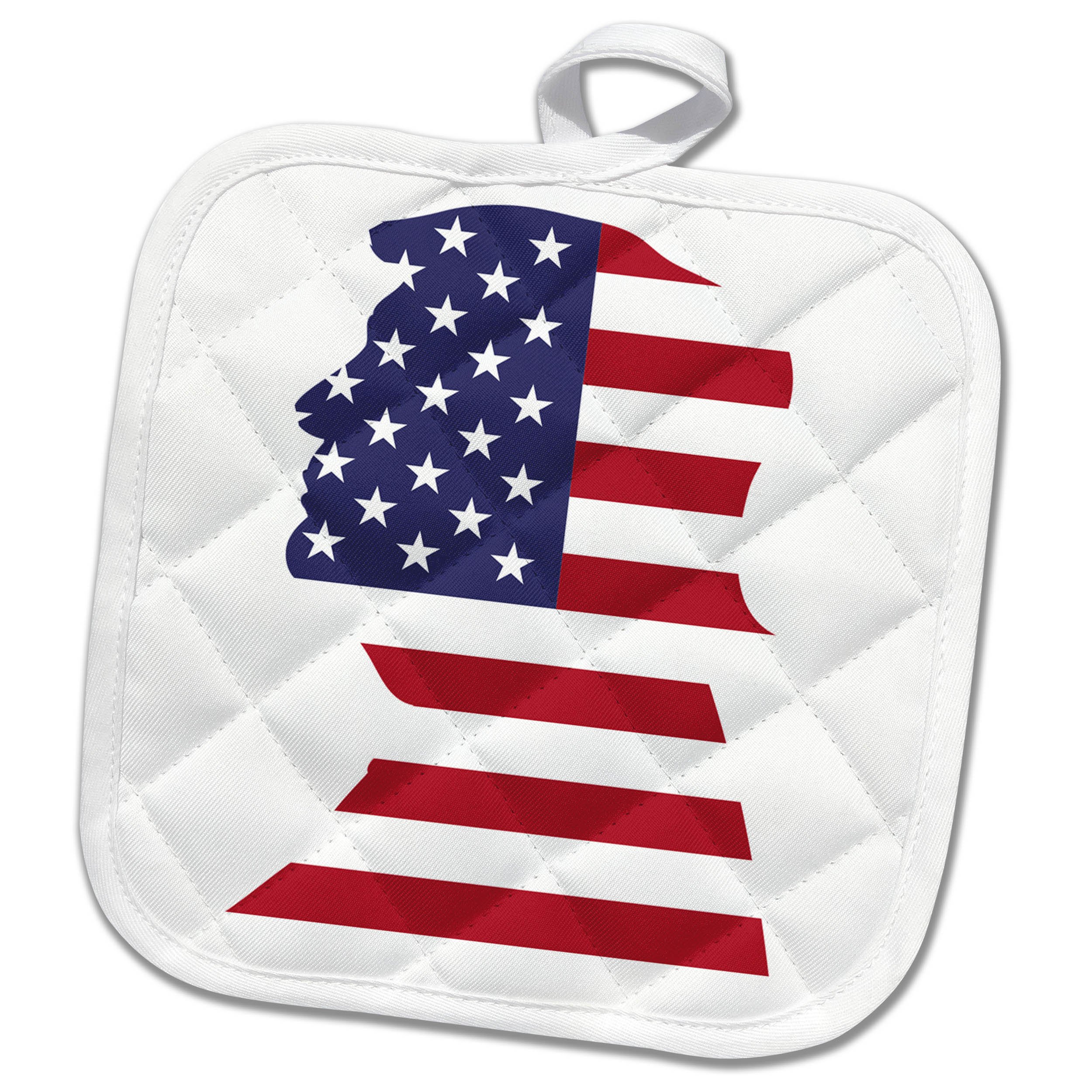 3D Rose USA American Flag Stars and Stripes Patriotic Pot Holder - Donald Trump Design, 8x8 Inch - Perfect for Kitchen, BBQ, and Patriotic Home Decor