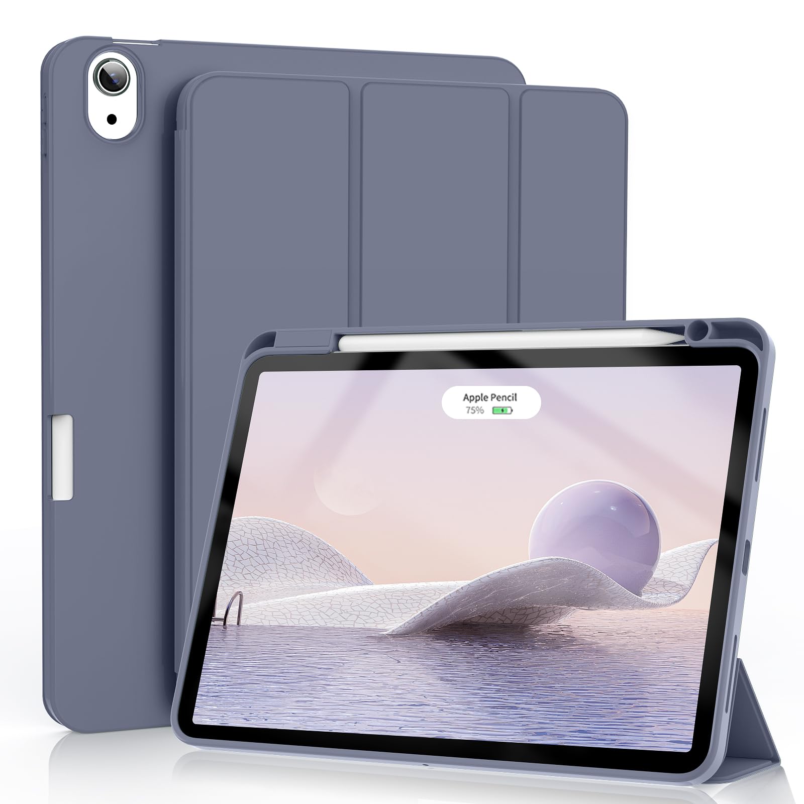 Premium KENKE iPad Air 11 Inch Case (M3/M2 2025/2024) & iPad Air 10.9 Inch 5th/4th Gen (2022/2020) - Slim Trifold Stand Cover with Pencil Holder, Auto Sleep/Wake & Shockproof Protection - Purple | Perfect for Work, Travel & School Use