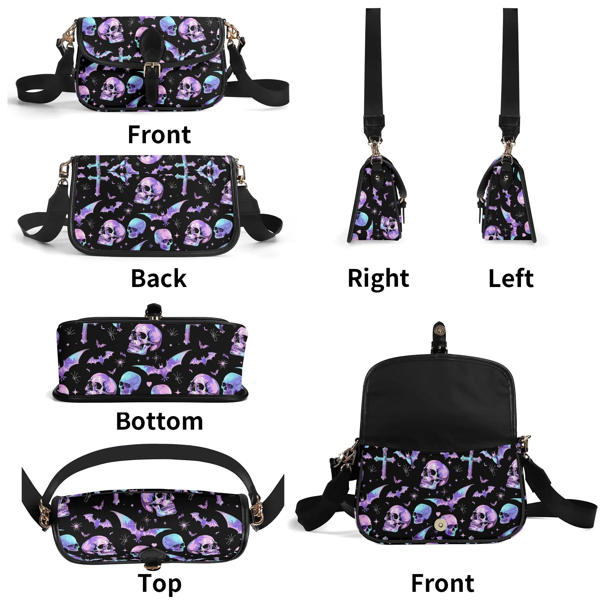 **Gothic Skull & Bat Chain Shoulder Bag for Women - Stylish Crossbody Purse for Halloween, Night Out & Gothic Fashion**