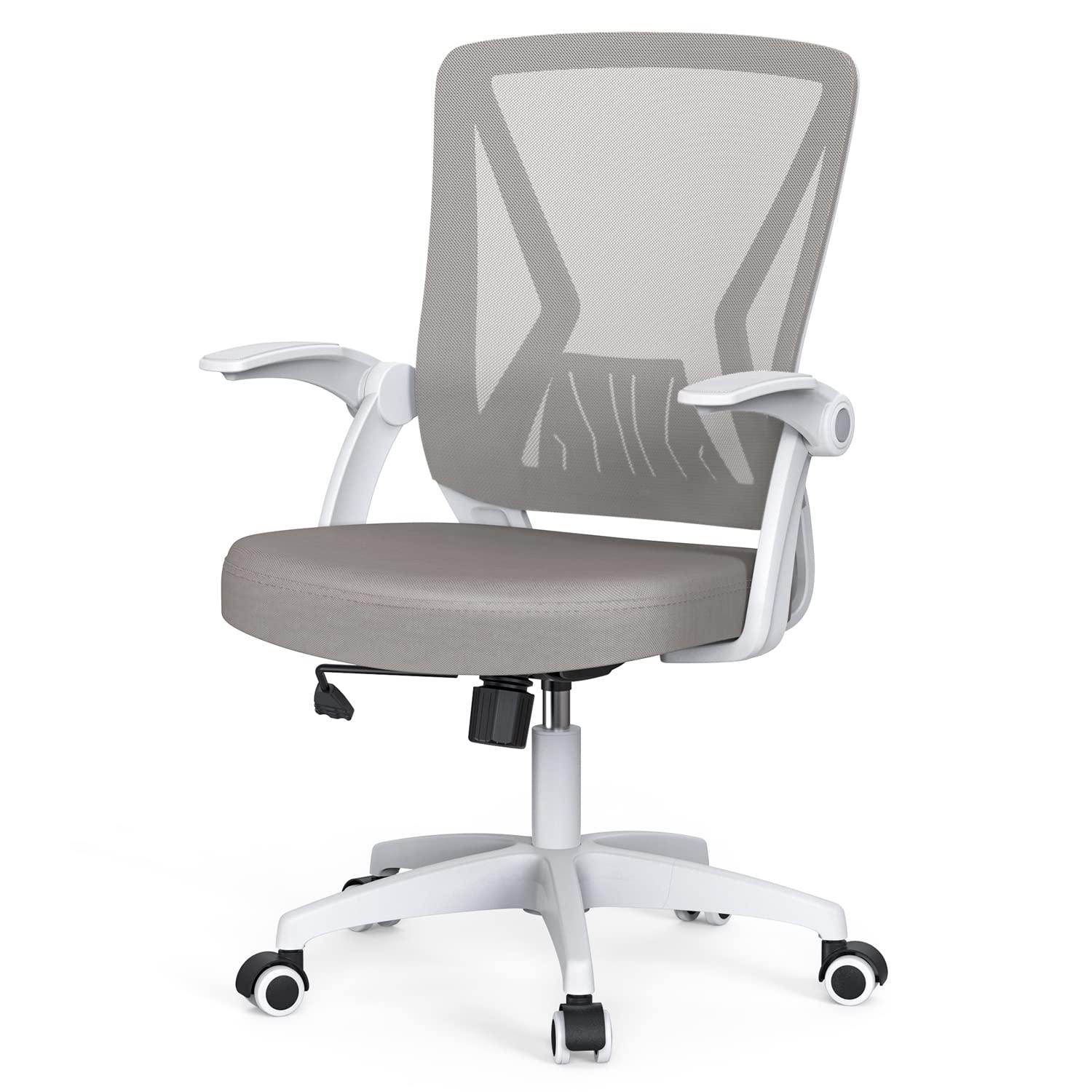 KOLLIEE Ergonomic Mid Back Mesh Office Chair with Lumbar Support - Adjustable Height, Swivel & Flip-Up Arms - Black Mesh Computer Task Chair for Home Office & Workspace Comfort