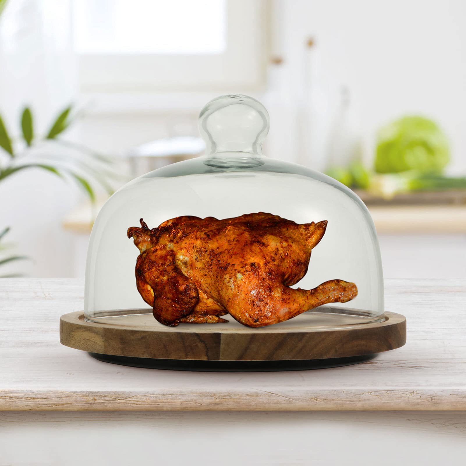 Premium Glass Cake Stand with Dome Cover - European Style Rotating Dessert Display for Cupcakes, Mini Pastries & Fruit - Perfect for Parties, Weddings & Tea Time