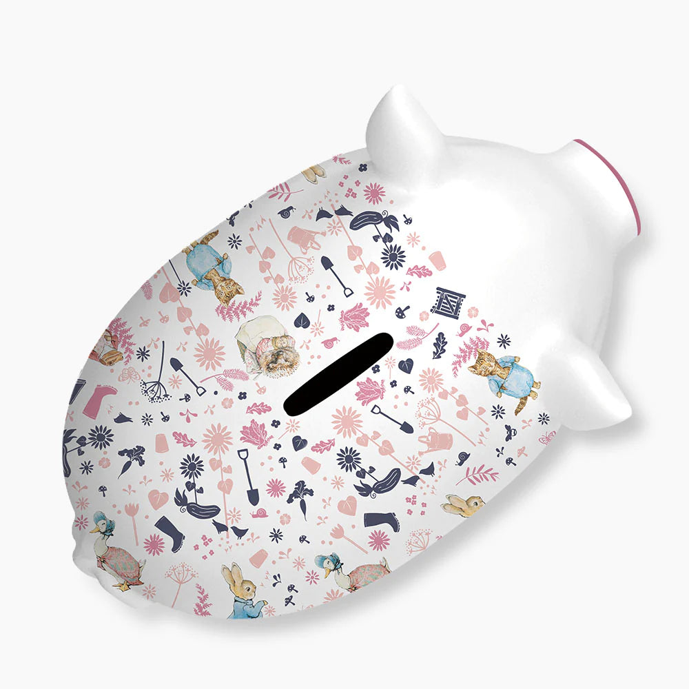 Peter Rabbit & Friends Pink Piggy Bank - Cute Money Saving Bank for Kids, Perfect Gift for Birthdays & Holidays - Ideal for Nursery, Bedroom, or Playroom Decor