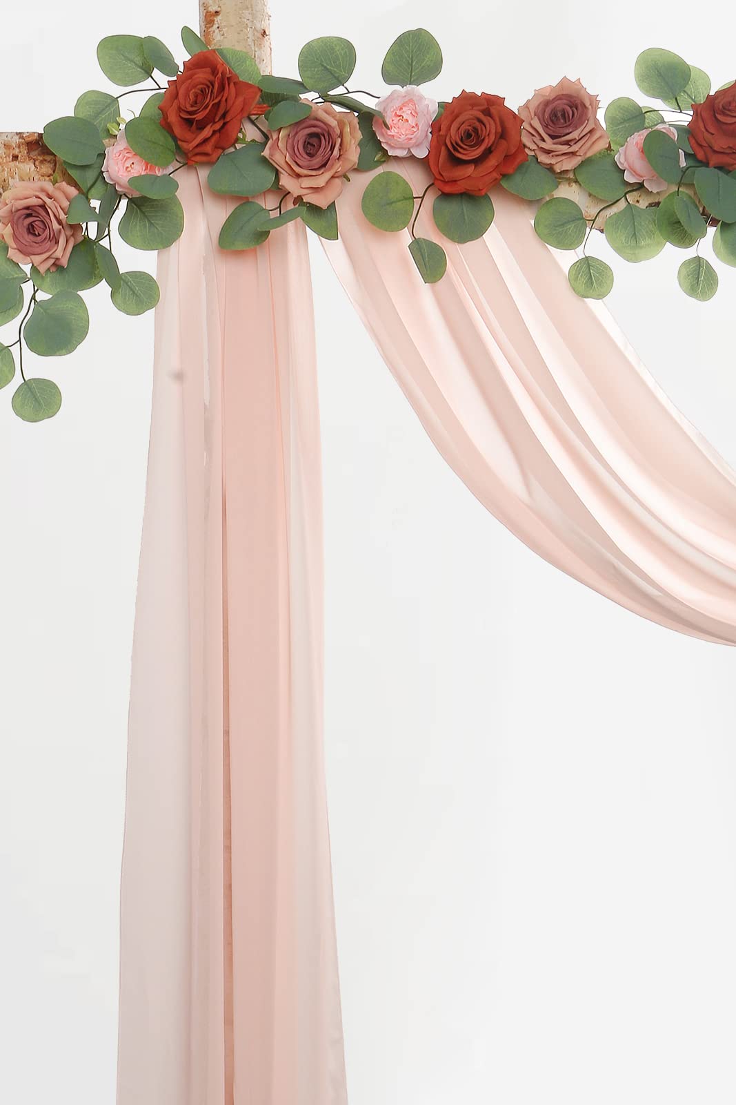 20Ft Wedding Arch Draping Fabric Panels - Blush Pink Chiffon Table Runner & Arbor Drapery for Wedding Ceremony, Reception Decor | Elegant Swag Decorations for Wedding Party, Bridal Shower, Outdoor Events & Photo Backdrops