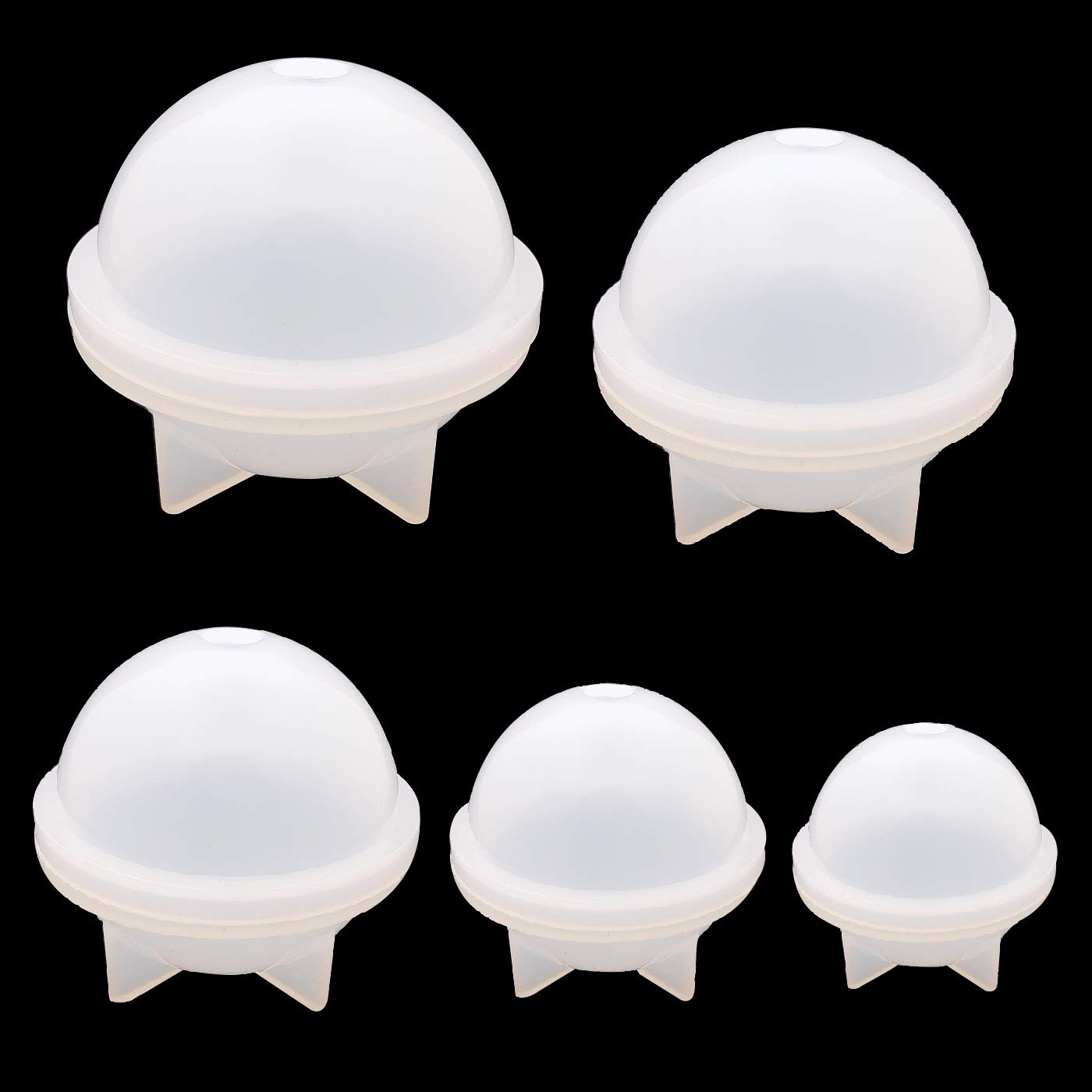 5-Pack Sphere & Cube Silicone Molds for Resin Casting - Perfect for DIY Flower Preservation, Specimen Display, and Home Decor Crafts - Reusable Clear Silicone Molds for Jewelry Making, Epoxy Resin Art, and Creative Gift Projects