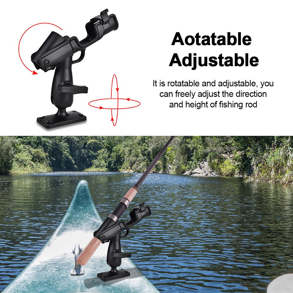 Kayak Fishing Rod Holder - Adjustable & Secure Kayak Rod Mount for Anglers - Perfect for Freshwater & Saltwater Fishing Adventures