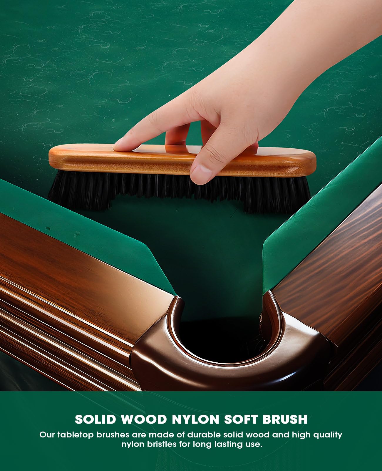 ANZOME 5-Piece Pool Table Cleaning Kit - Felt Brush, Rail Brush, Shaft Slicker & Chalk Cube for Billiards, Snooker | Perfect for Home Game Rooms & Bars