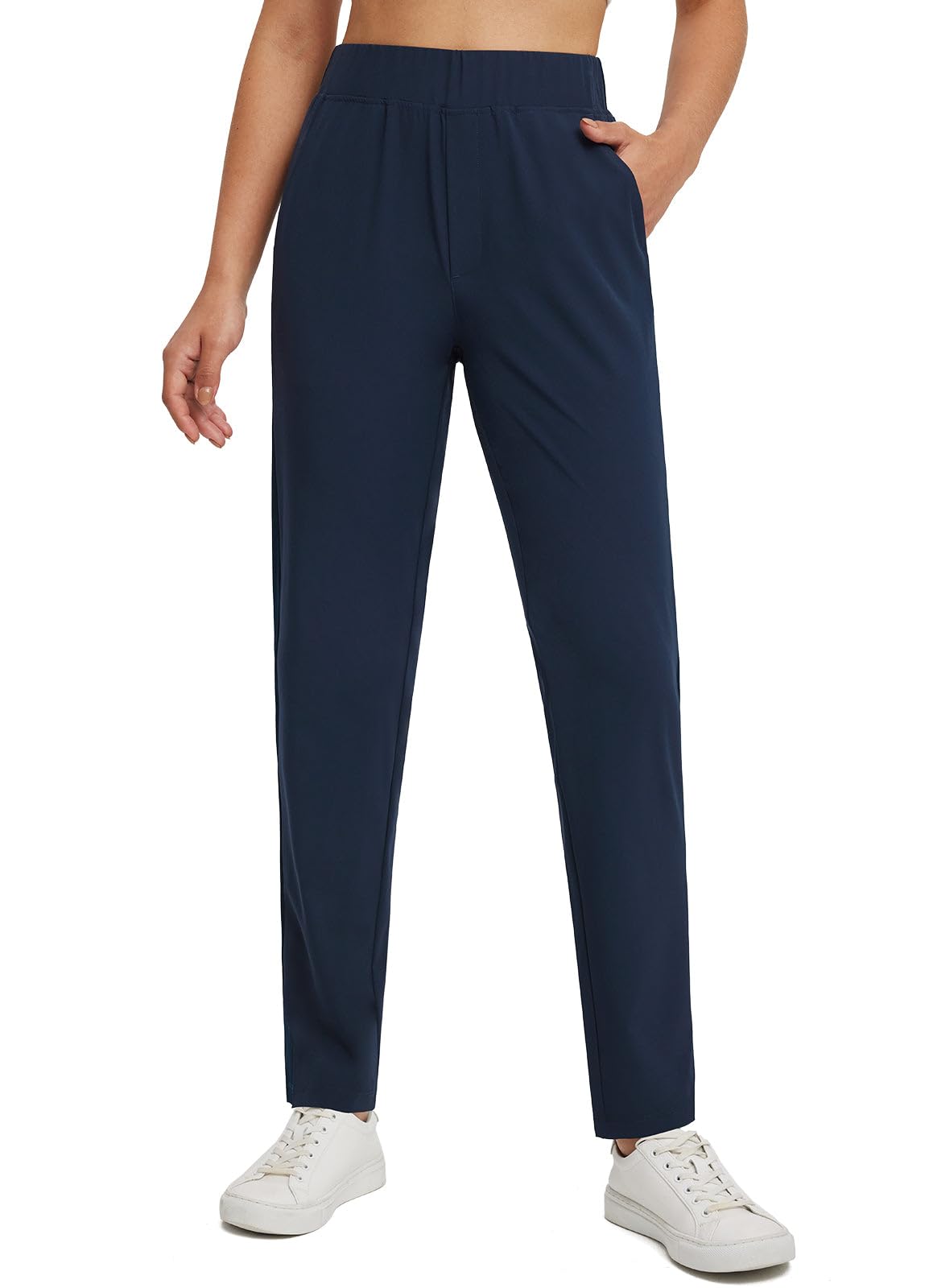 Baleaf Women's High Waist Stretch Golf Pants with Zipper Pockets - UPF50+ Athletic Travel Work Casual Pants for Golf, Running, Yoga & Outdoor Activities