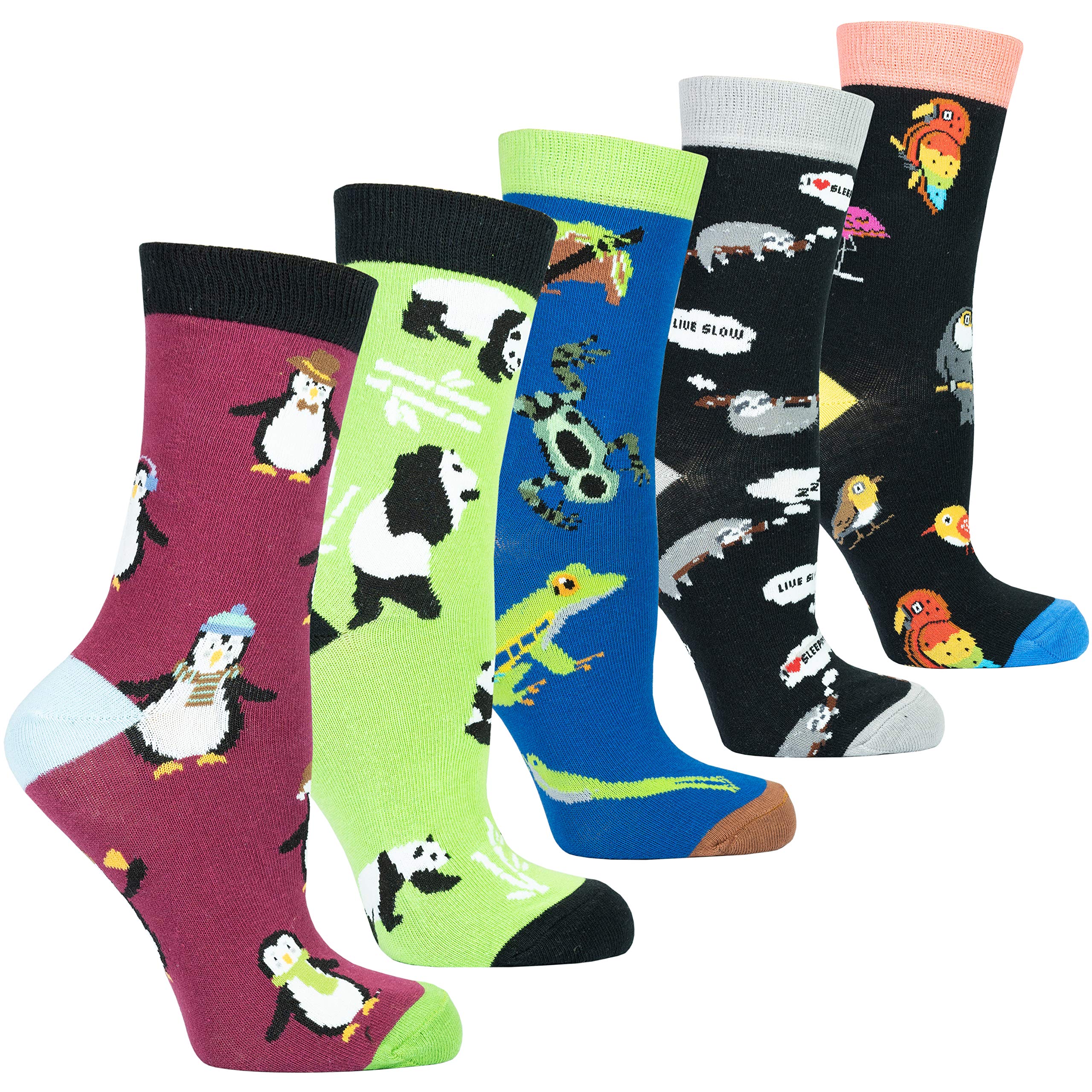 Funny Crazy Cute Women's Crew Socks 5-Pack - Novelty Gift Box for Girls | Perfect for Gifts, Costumes & Everyday Wear