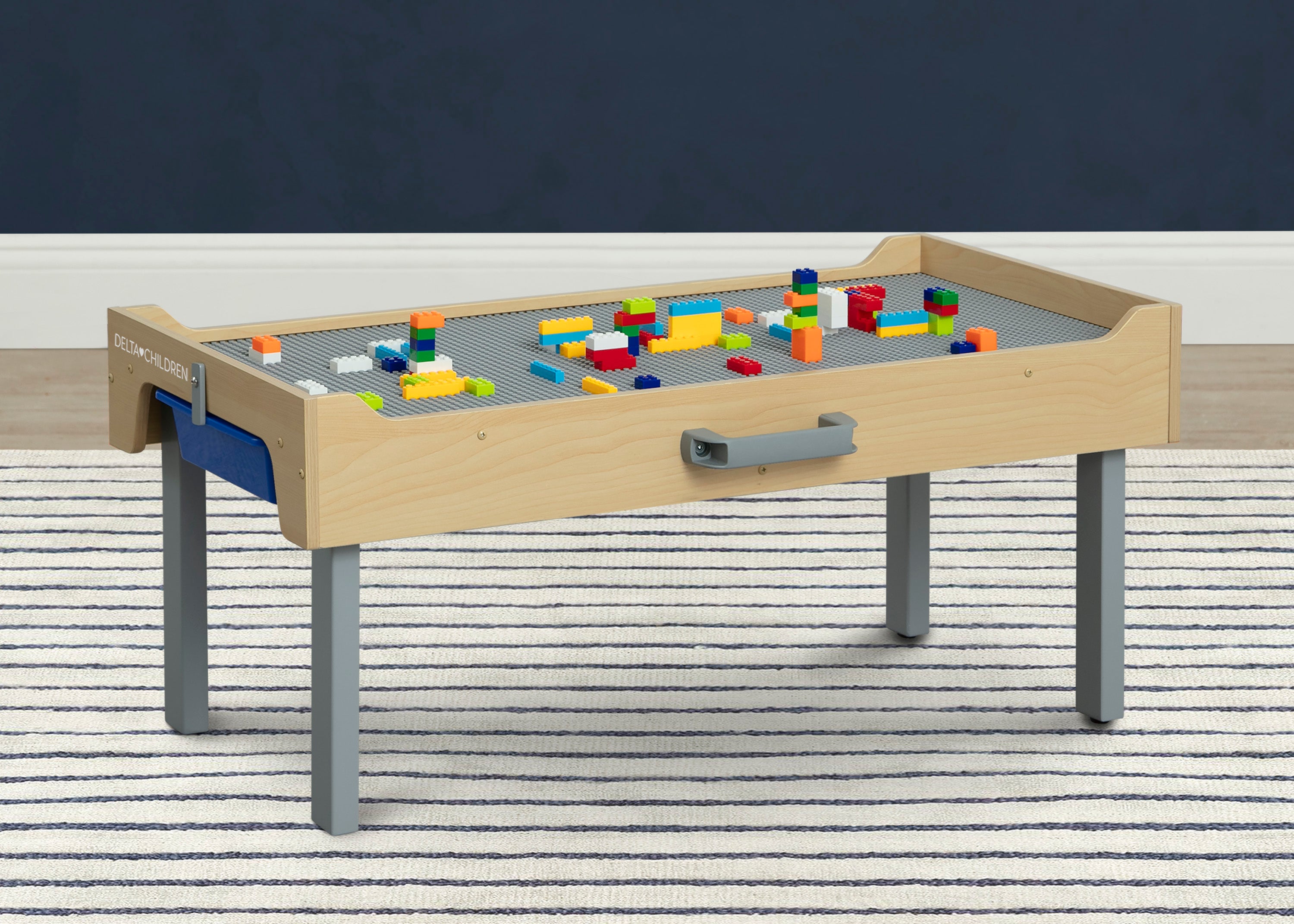 Play N Store Kids Building Bricks Play Table with 100+ Colorful Bricks - STEM Learning Toy for Creative Play, Room Organization & Toddler Activities