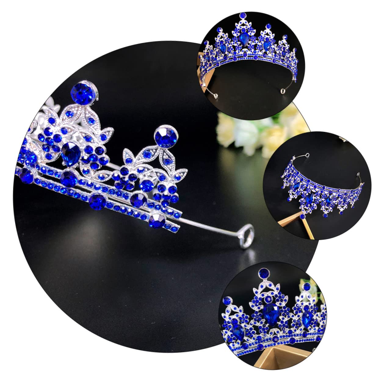 Abaodam 3-Piece Rhinestone Bridal Crown Set – Wedding Tiara Headpiece with Alloy & Crystals for Brides, Wigs & Special Occasions – Perfect for Weddings, Prom, Pageants & Photo Shoots