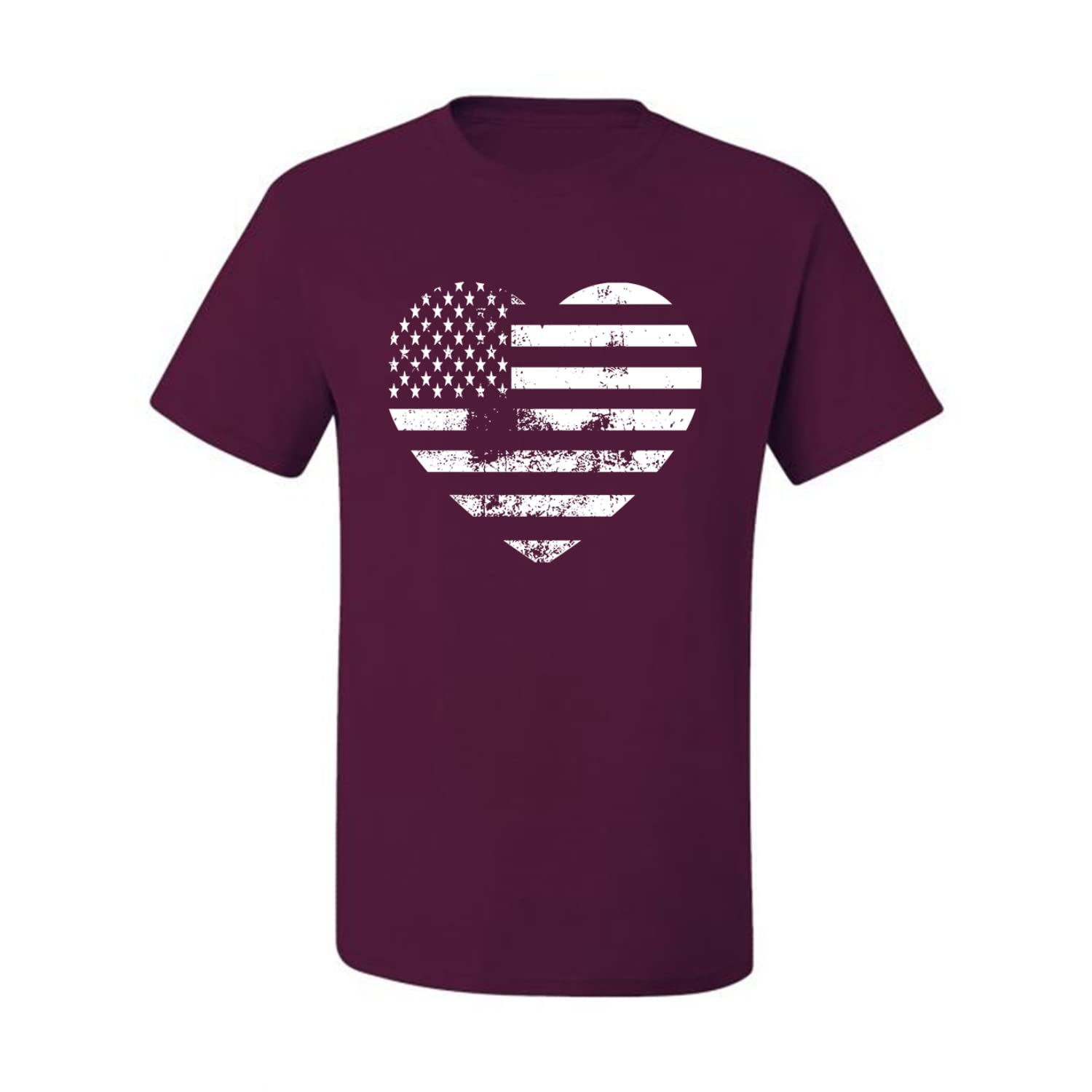 Wild Bobby USA Flag Heart Patriotic Men's Graphic T-Shirt - American Pride Casual Wear for 4th of July & Veterans Day