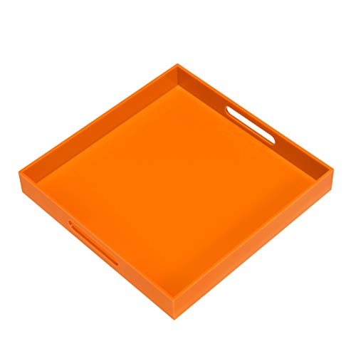 Sturdy Acrylic Serving Tray with Handles - 12x12 Inch for Kitchen & Vanity