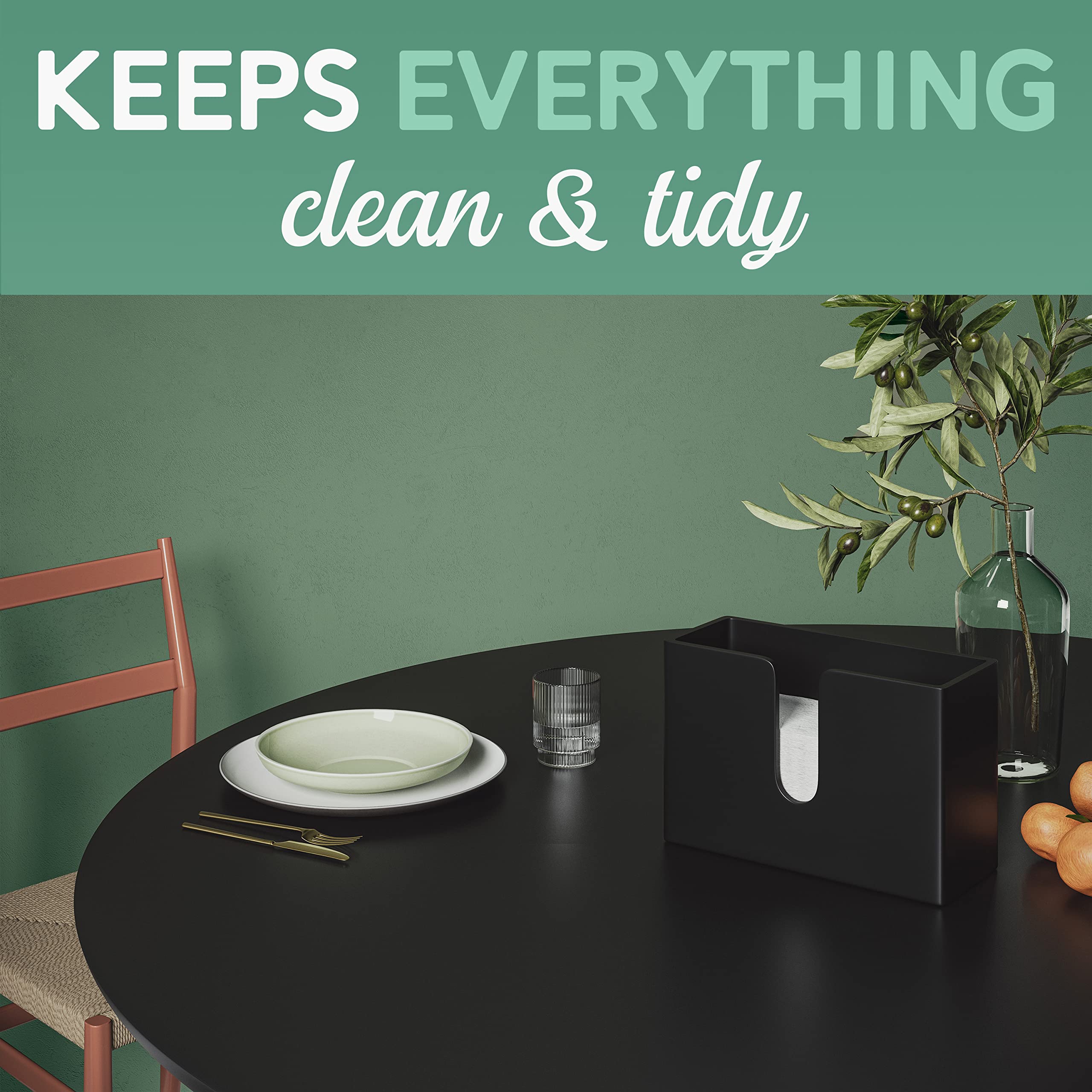 Eco-Friendly Bamboo Paper Towel Dispenser with Removable Tray - Wall Mount & Countertop Holder for C-Fold/Z-Fold/Tri-Fold Towels - Perfect for Commercial Kitchens, Restaurants & Bathrooms - Durable Black Design