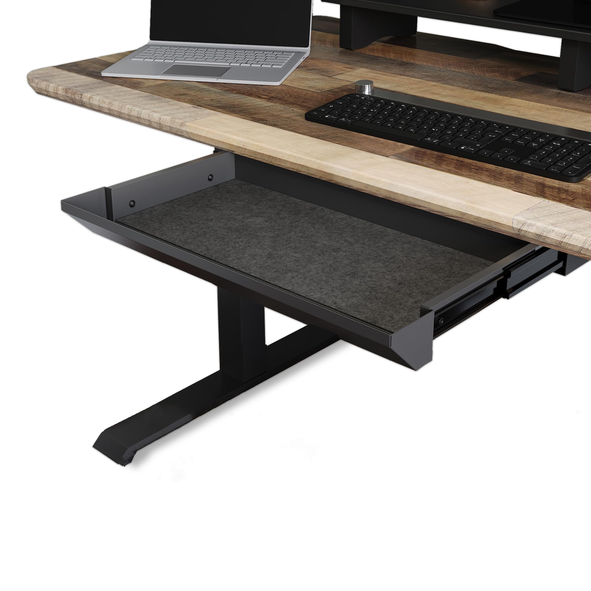 Slim Steel Under Desk Drawer - Undermount Storage Organizer for Standing Desks & Office Workstations - Space-Saving Desk Accessory (20.25
