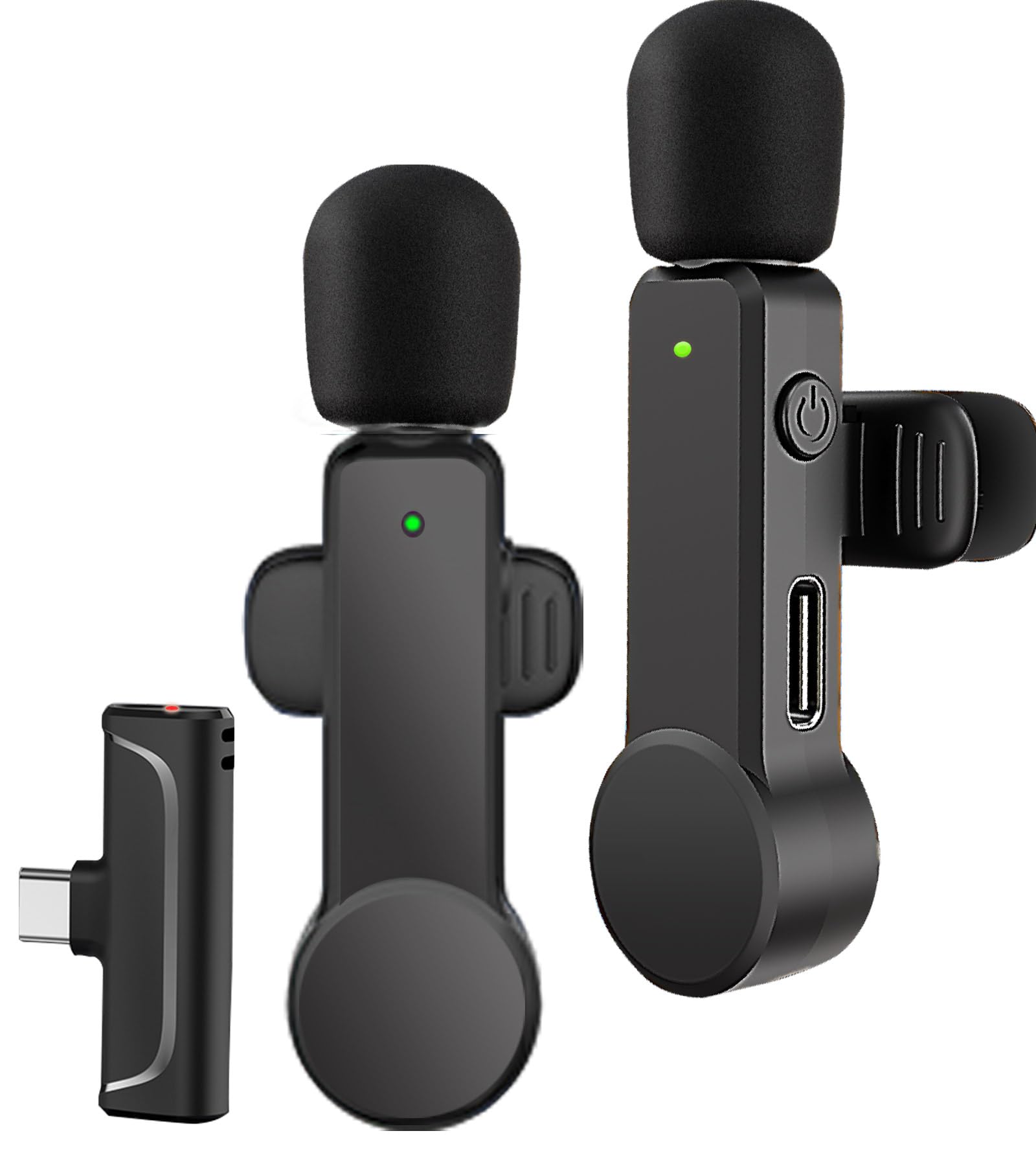 2 Pack USB C Lavalier Microphone - Wireless Lapel Mic with Noise Canceling for iPhone 15/16, Android Phones - Perfect for Video Recording, Vlogging, Live Streaming & Interviews (USB-C Compatible)
