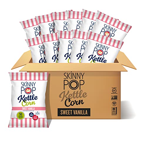SkinnyPop Sweet Vanilla Kettle Popcorn - 12 Pack (5.3oz Bags) | Gluten Free Healthy Snack | Movie Night, Office Break, School Lunch, Road Trip Snacks