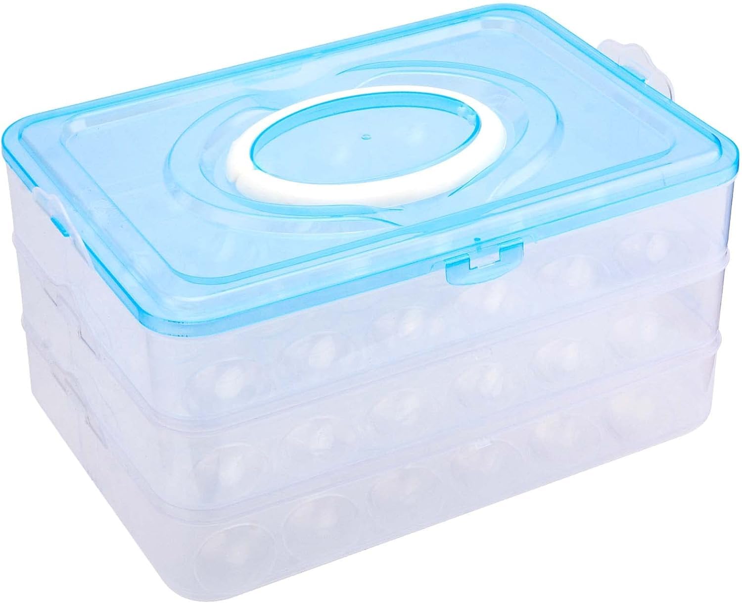 3-Layer 72 Grid Egg Storage Container - Durable Food & Vegetable Storage Box for Kitchen, Fridge, Pantry - Multicolor Egg Basket with Handle for Home Organization (1 Pack) | Perfect for Farm Fresh Eggs, Grocery Storage & Meal Prep