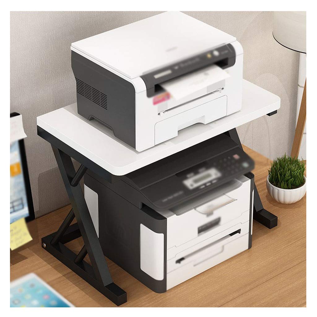 Sturdy Stainless Steel Printer Stand with Storage Shelf - Black & Yellow | Holds Fax Machine, Scanner & Books | Perfect for Home Office, Study Room & Workspace Organization