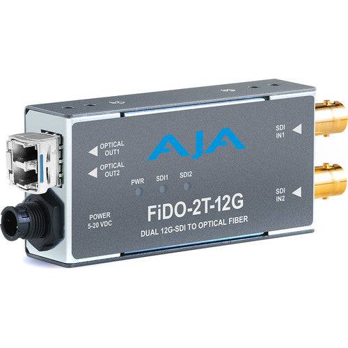 AJA 2 Channel 12G-SDI to Single Mode LC Fiber Optic Video Transmitter Converter - Professional Broadcast & Live Streaming Equipment for Studio Production
