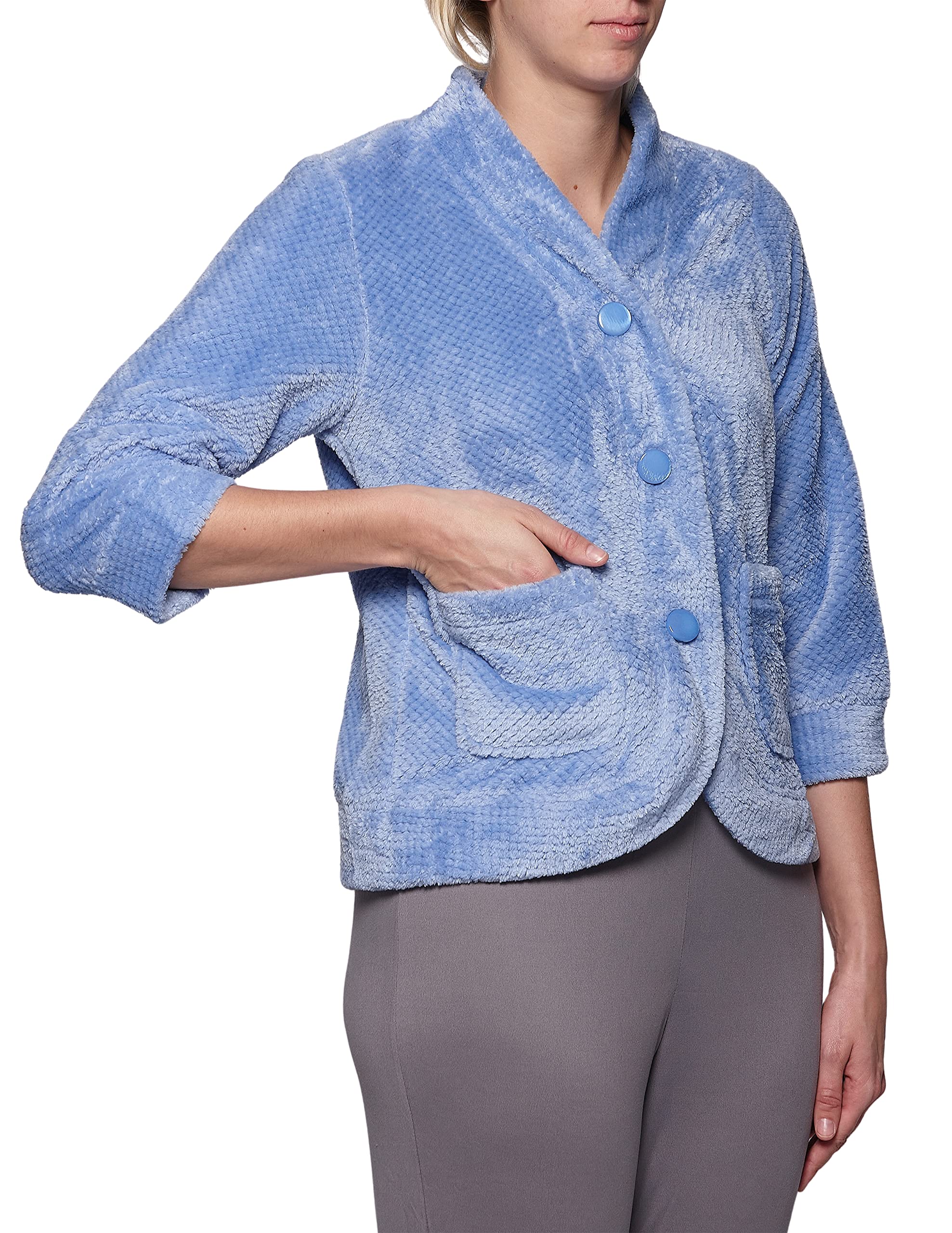 Women's Soft Casual Bed Jacket with Velcro Openings - Cozy Loungewear for Relaxing at Home, Reading & Mornings